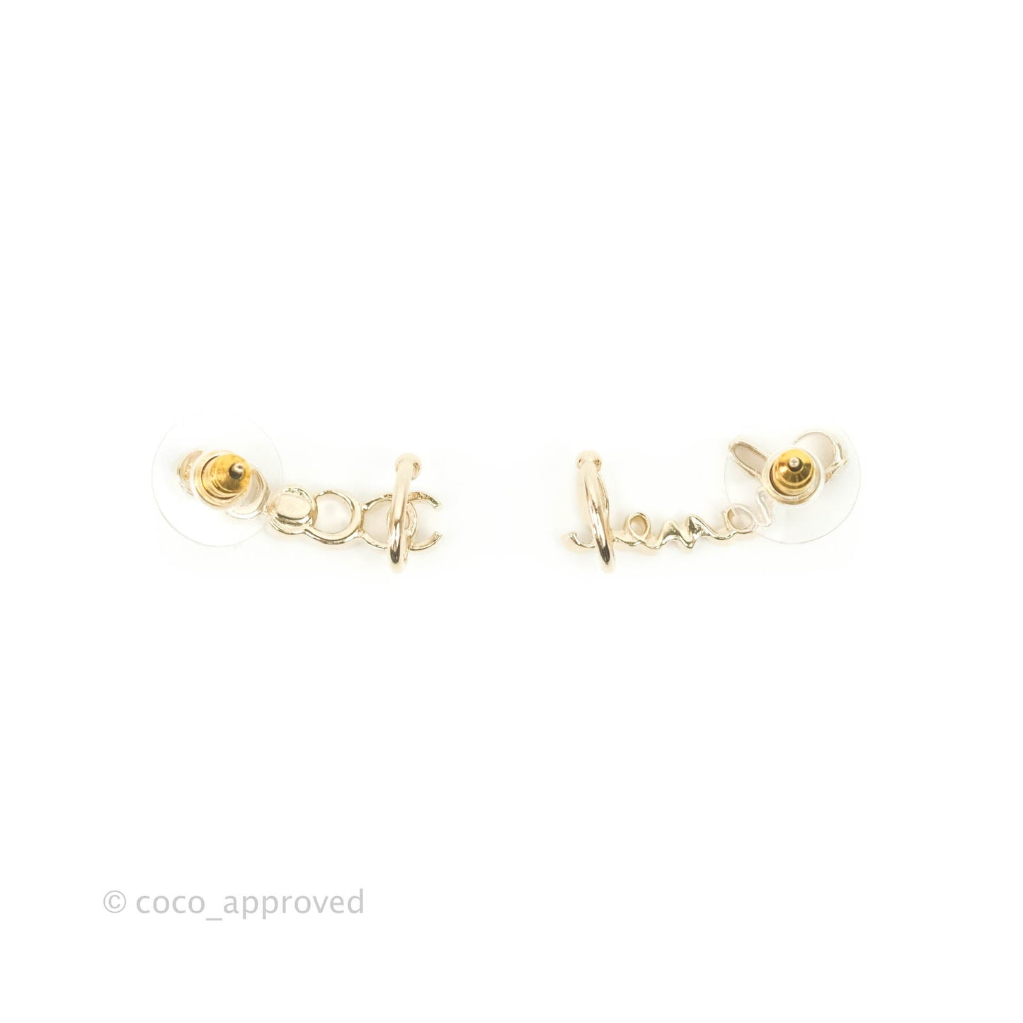 Chanel CC Coco Crystal Earrings Ear Cuff Gold Tone 22P