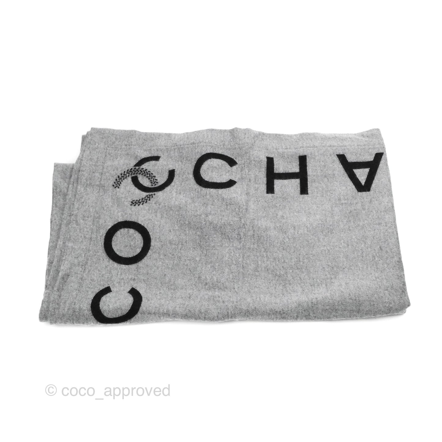 Chanel Travel Set Blanket & Sleep Eye Mask Black/Grey Wool/Silk