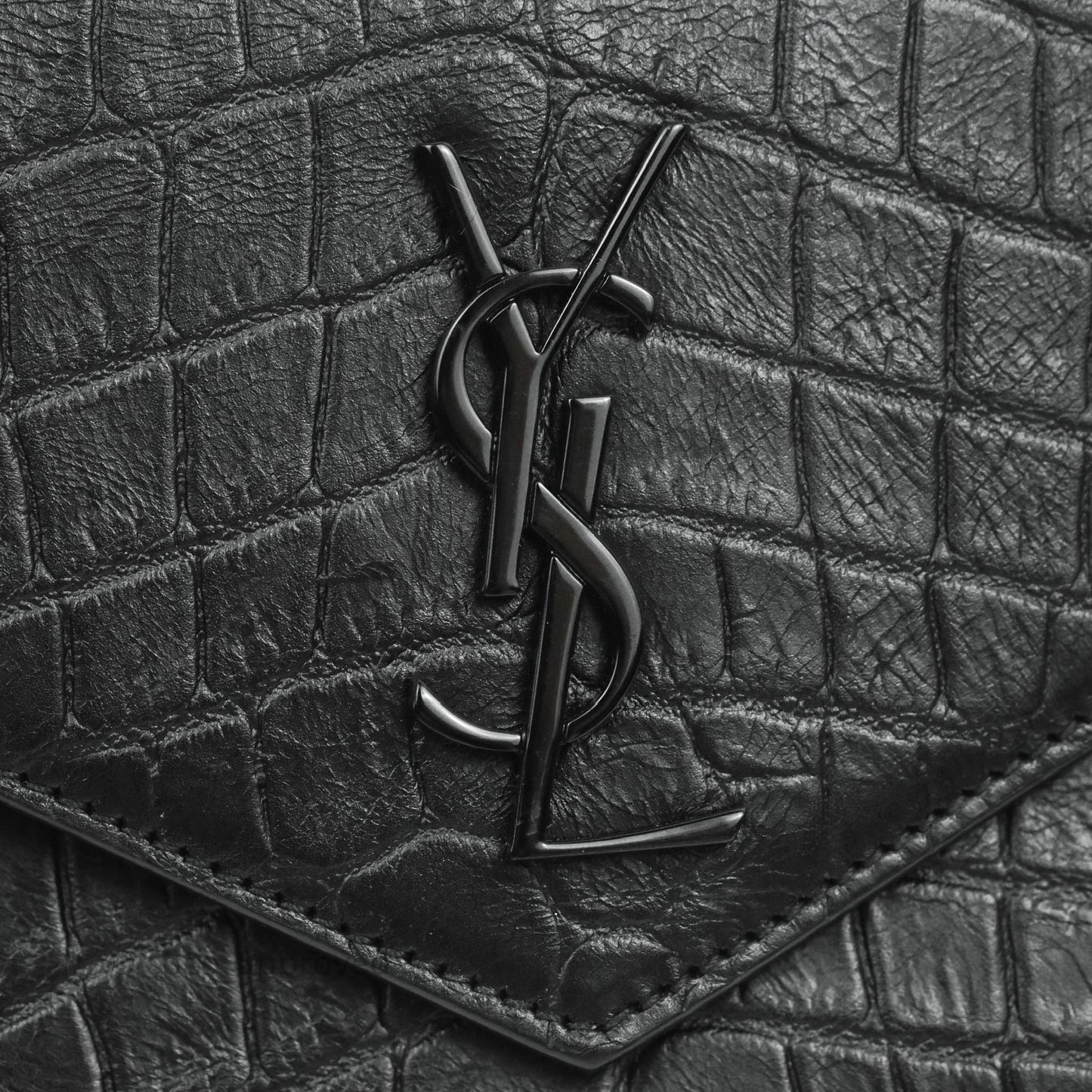 Saint Laurent Wallet on Chain So Black Crocodile-embossed Leather