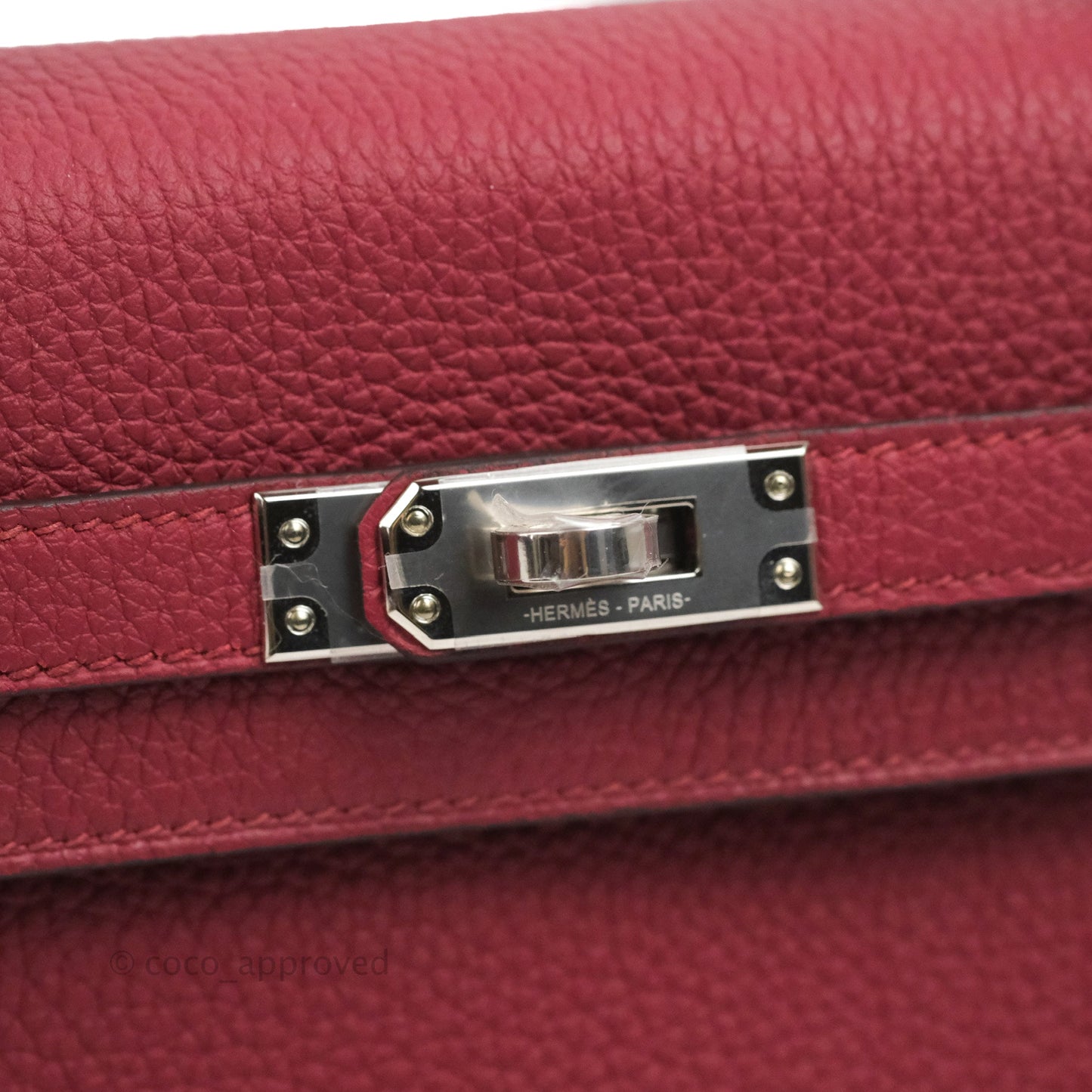 DM/email us to purchase - Hermes Kelly Retourne 25 Togo Rouge Grenat K1 Palladium Hardware