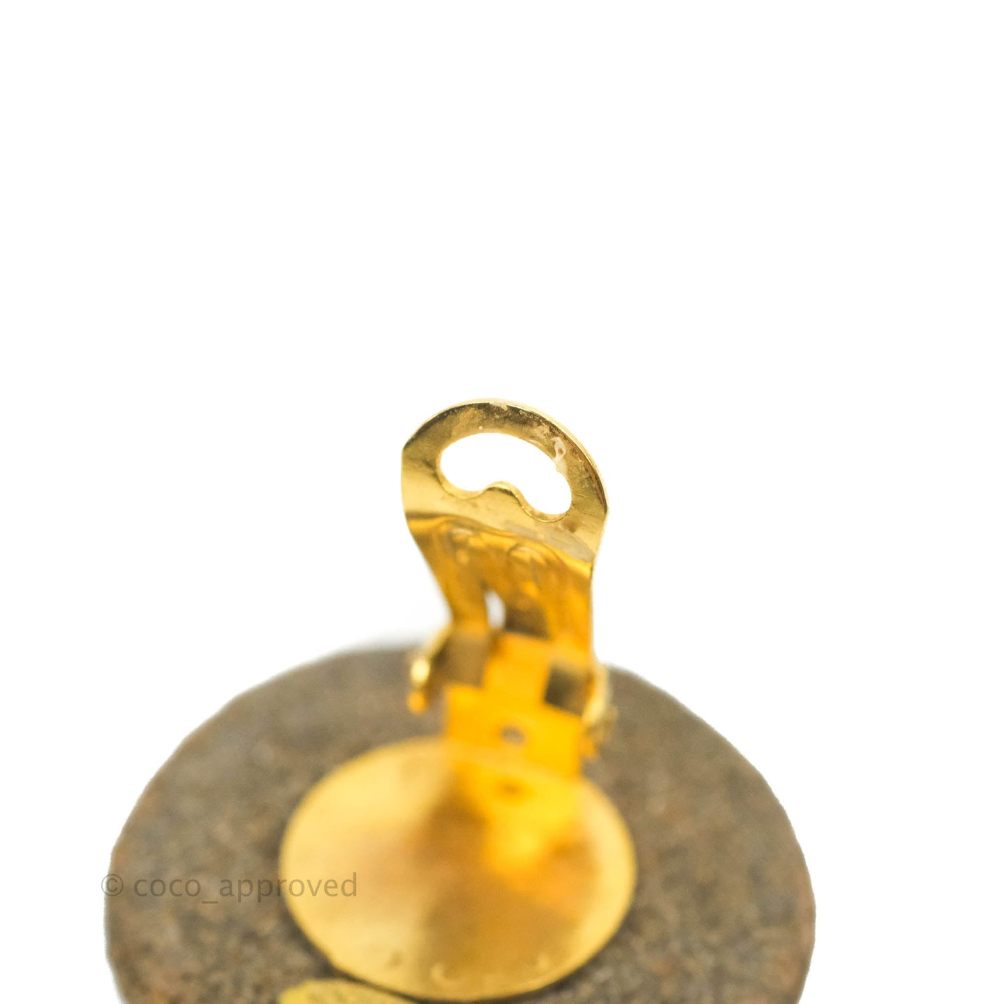 Chanel Vintage CC Round Earrings Clip On Gold Tone