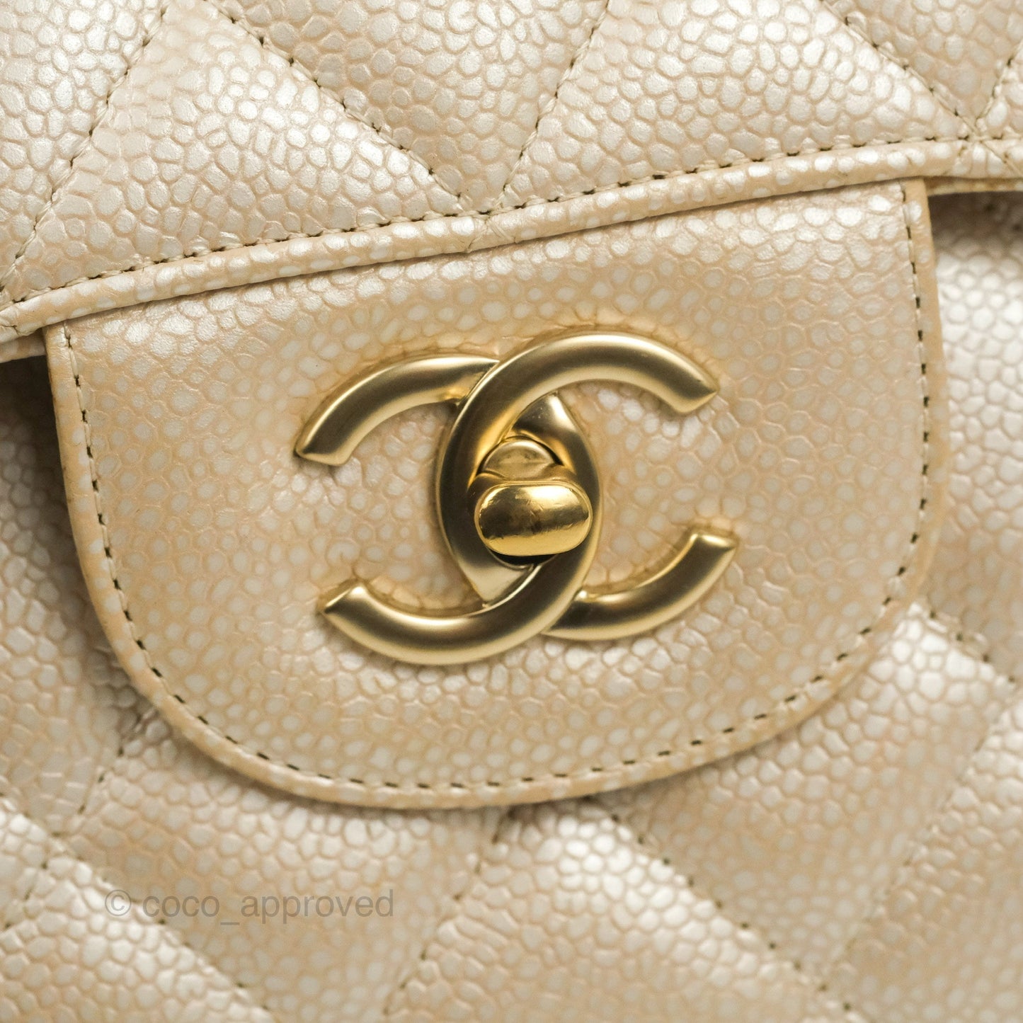 Chanel Jumbo Double Flap Iridescent Pearly Caviar Gold Hardware⁣⁣