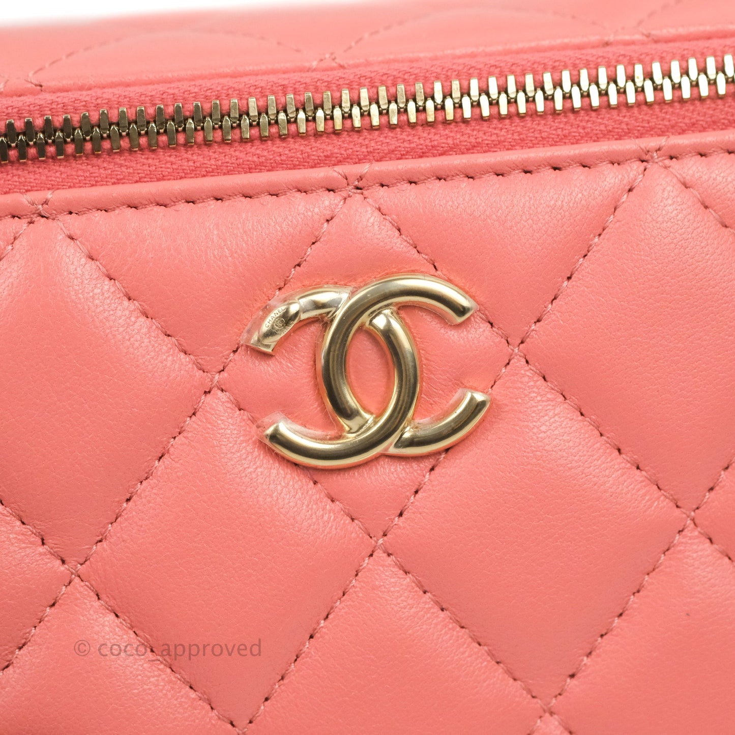 Chanel Vanity Rectangular Top Handle Pink Lambskin Gold Hardware