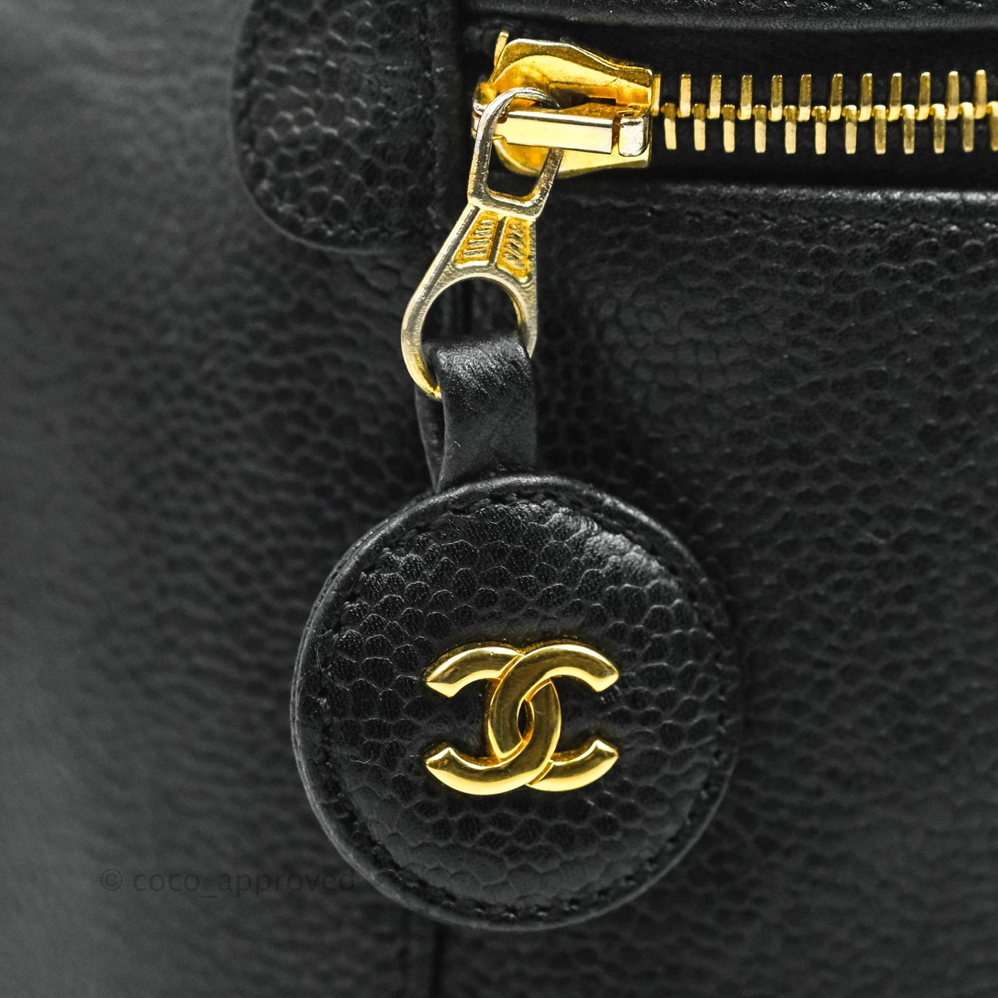 Chanel Vintage Vanity Case Black Caviar Gold Hardware
