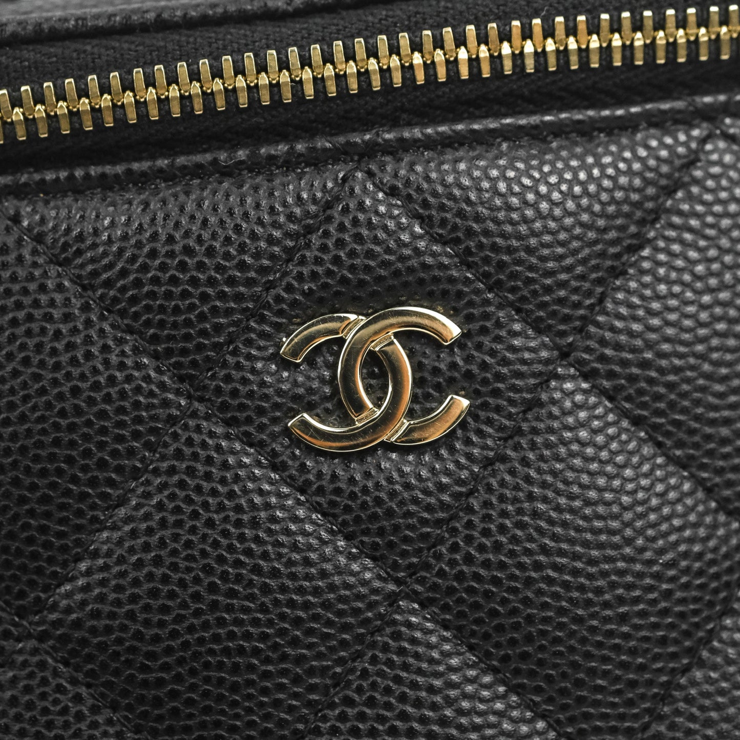 Chanel Mini Vanity With Chain Black Caviar Gold Hardware