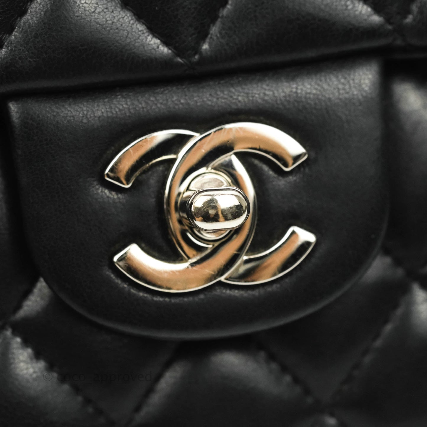 Chanel Quilted East West Flap Bag Black Lambskin Silver Hardware