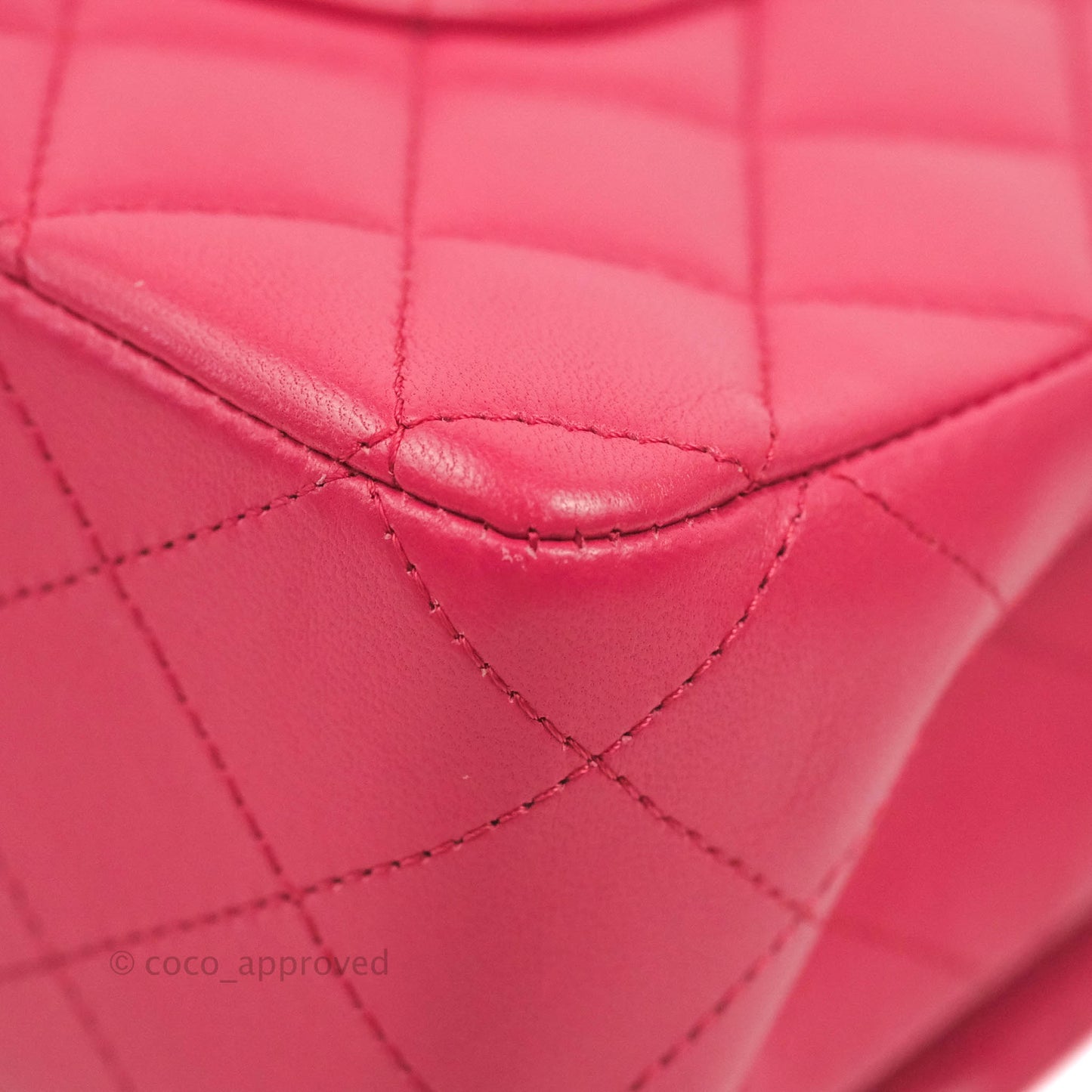 Chanel Classic Quilted M/L Medium Flap Dark Pink Lambskin Silver Hardware