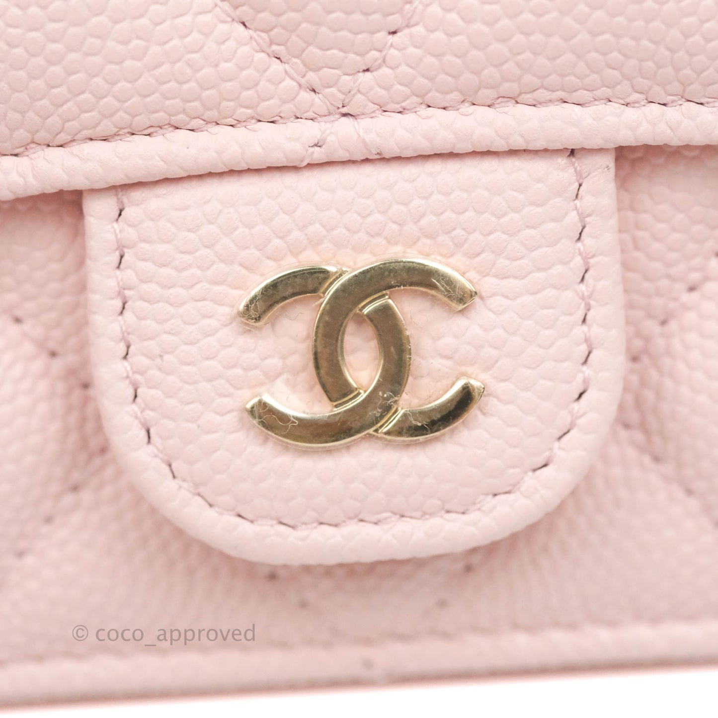 Chanel Mini Wallet With Chain Light Pink Caviar Gold Hardware