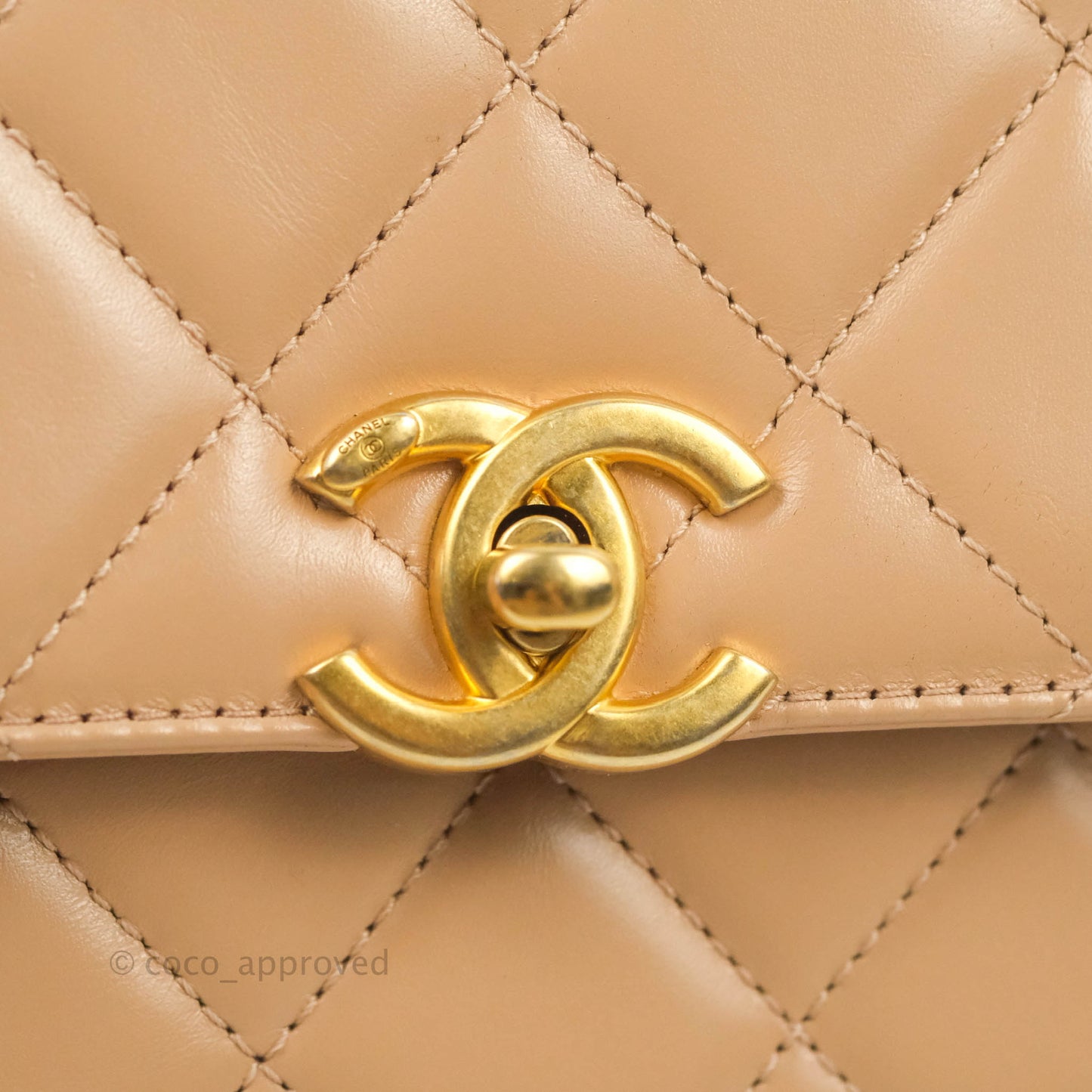 Chanel Quilted Perfect Fit Adjustable Beige Calfskin Gold Hardware 21A