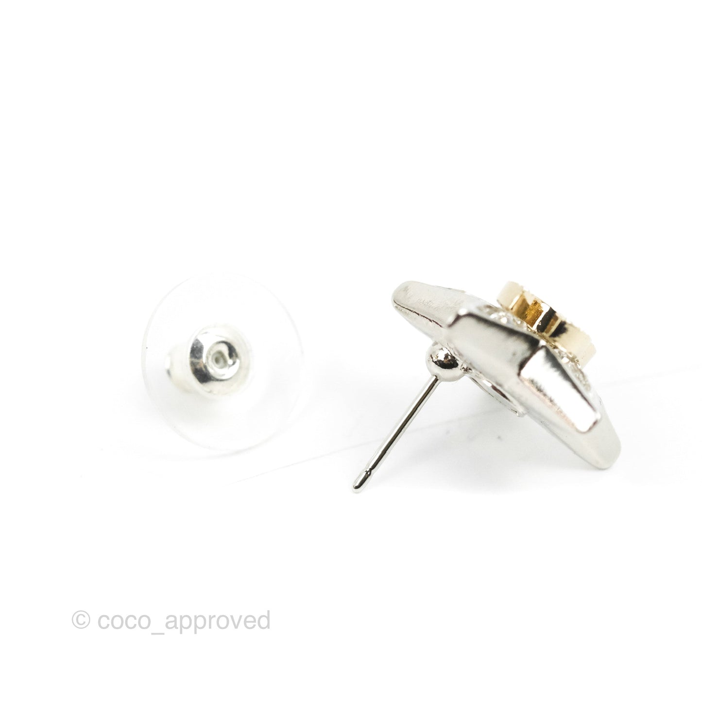 Chanel Star Crystal CC Earrings Silver Tone 23S