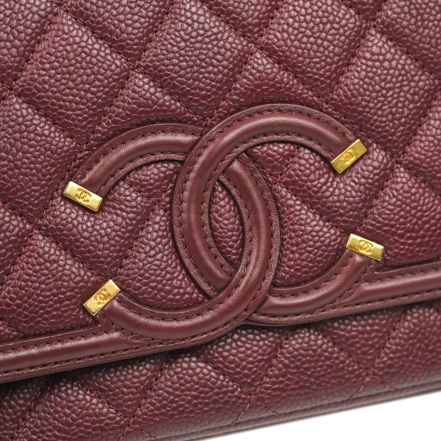Chanel Quilted Medium CC Filigree Flap Burgundy Black Caviar