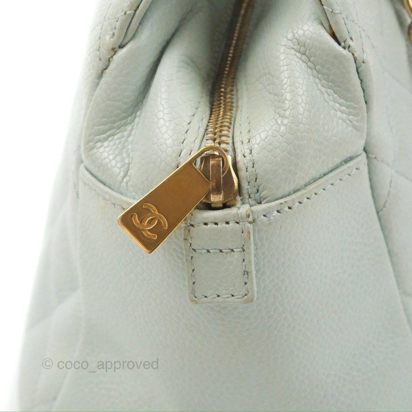 Chanel PTT Petite Timeless Shopping Tote Bag Light Tiffany Blue Caviar Gold Hardware