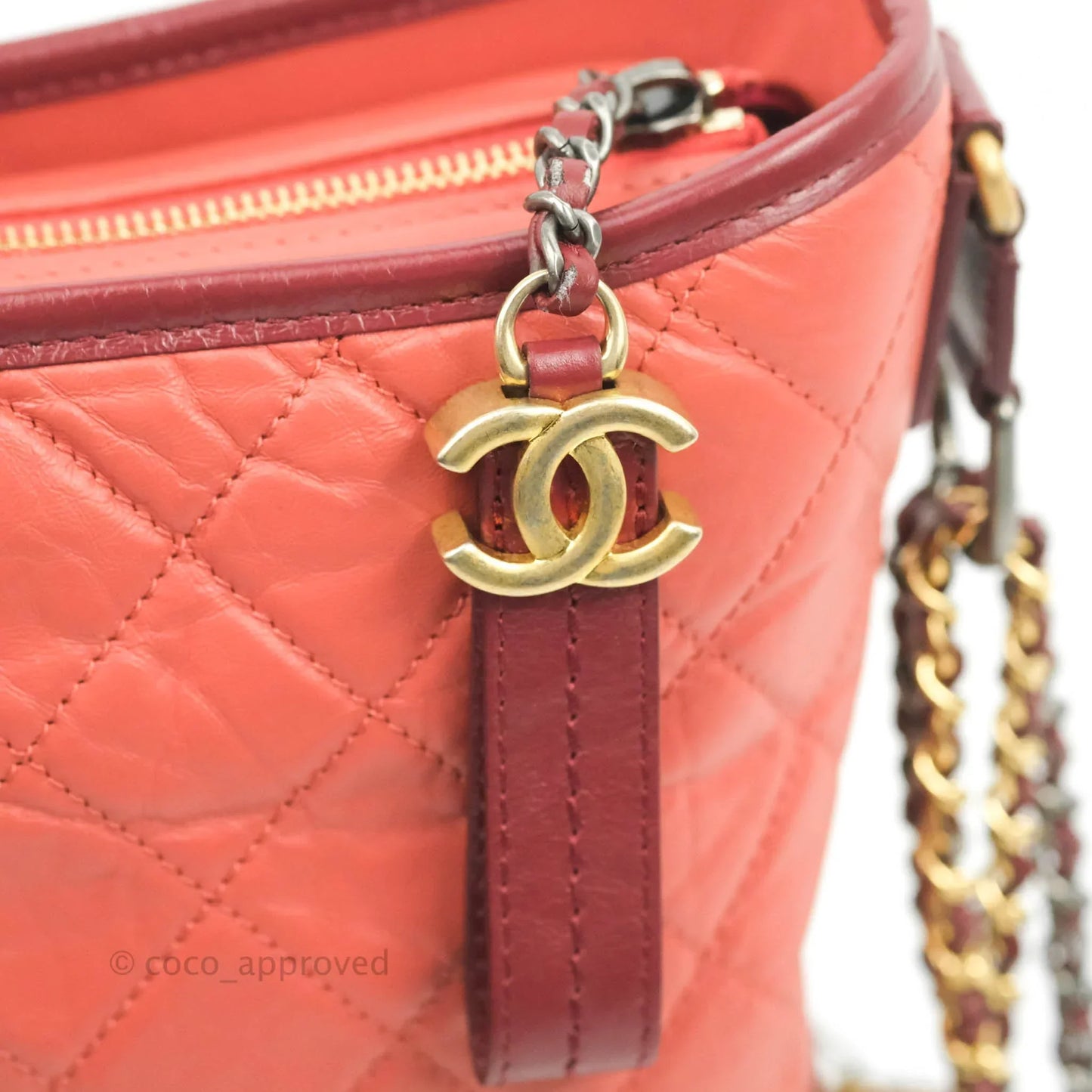 Chanel Large Gabrielle Hobo Red Aged Calfskin Mixed Hardware