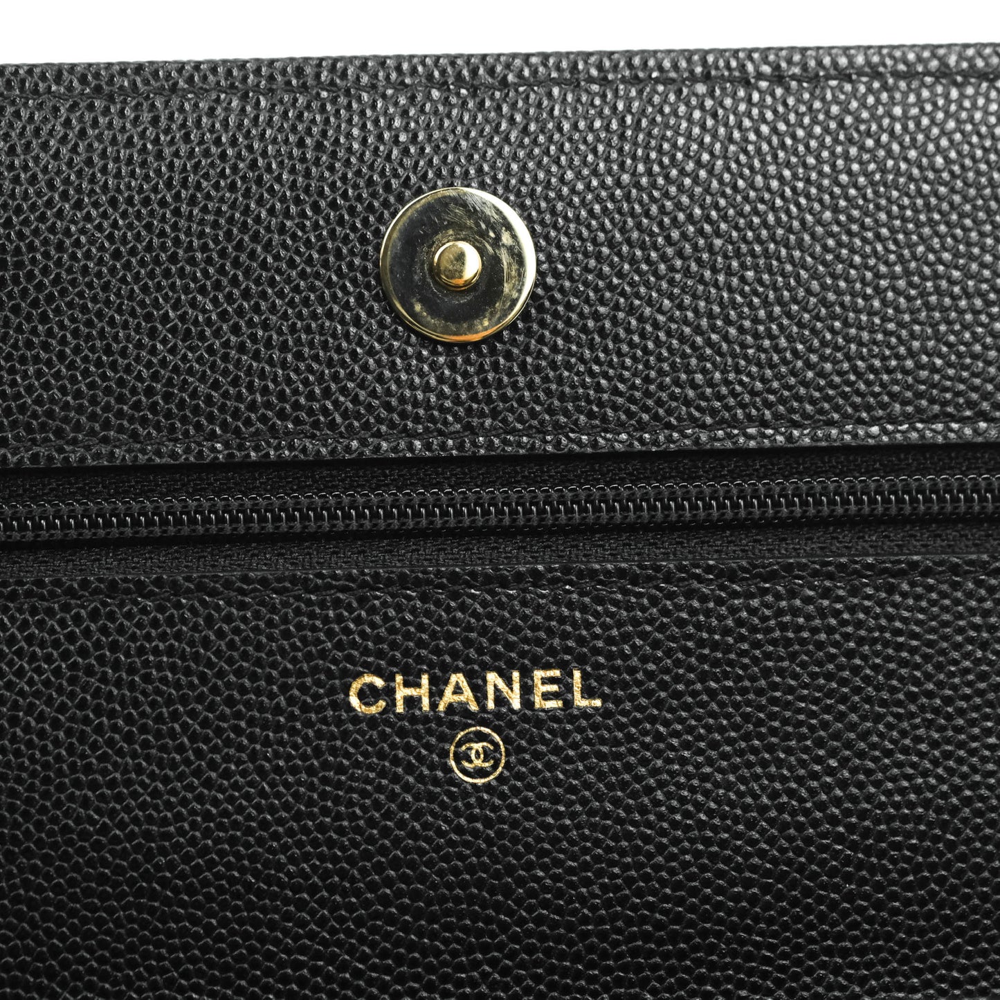 Chanel Quilted WOC Black Caviar Gold Hardware With Charms