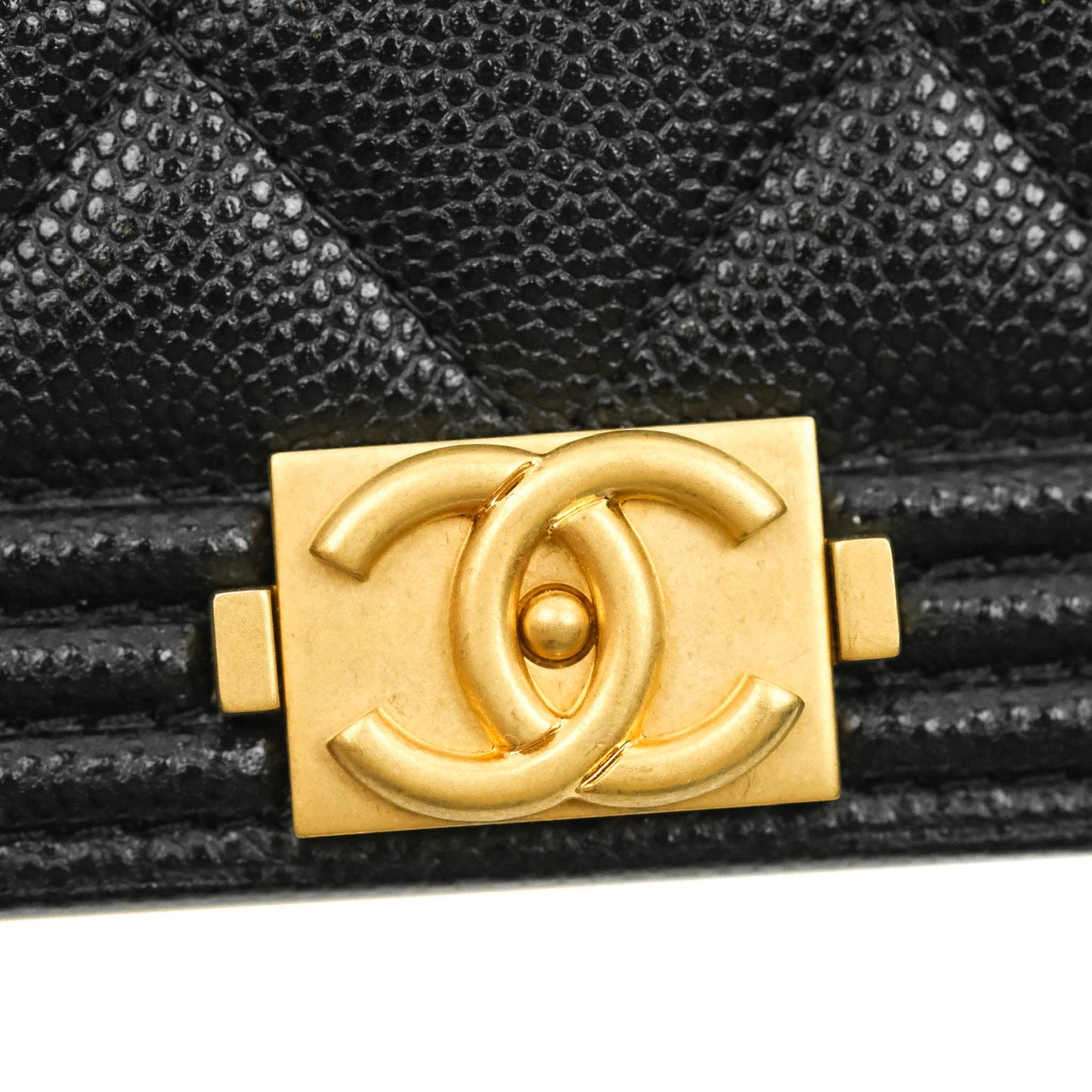 Chanel Quilted Boy Wallet on Chain WOC Black Caviar Aged Gold Hardware