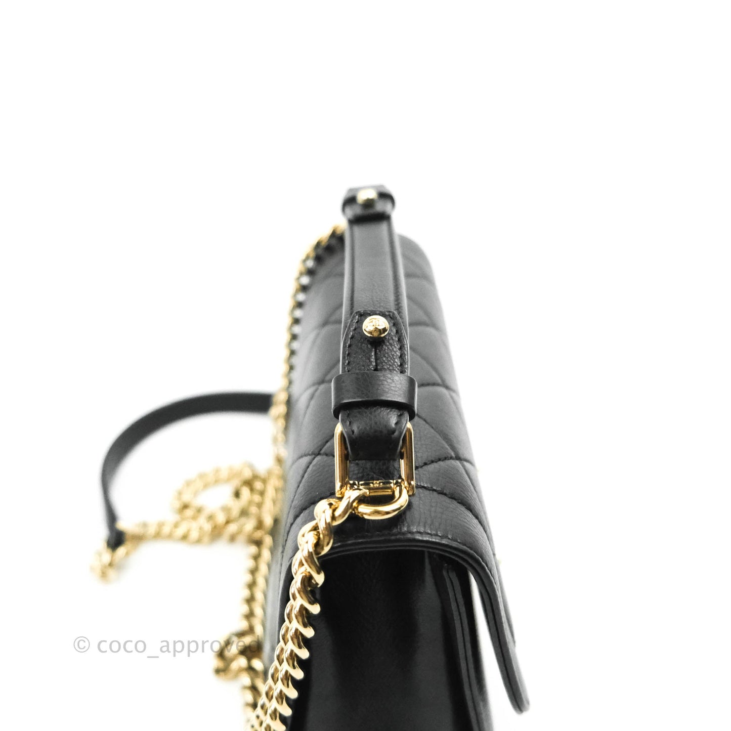 Chanel Quilted Small Label Click Flap Bag Black Grained Calfskin Gold Hardware