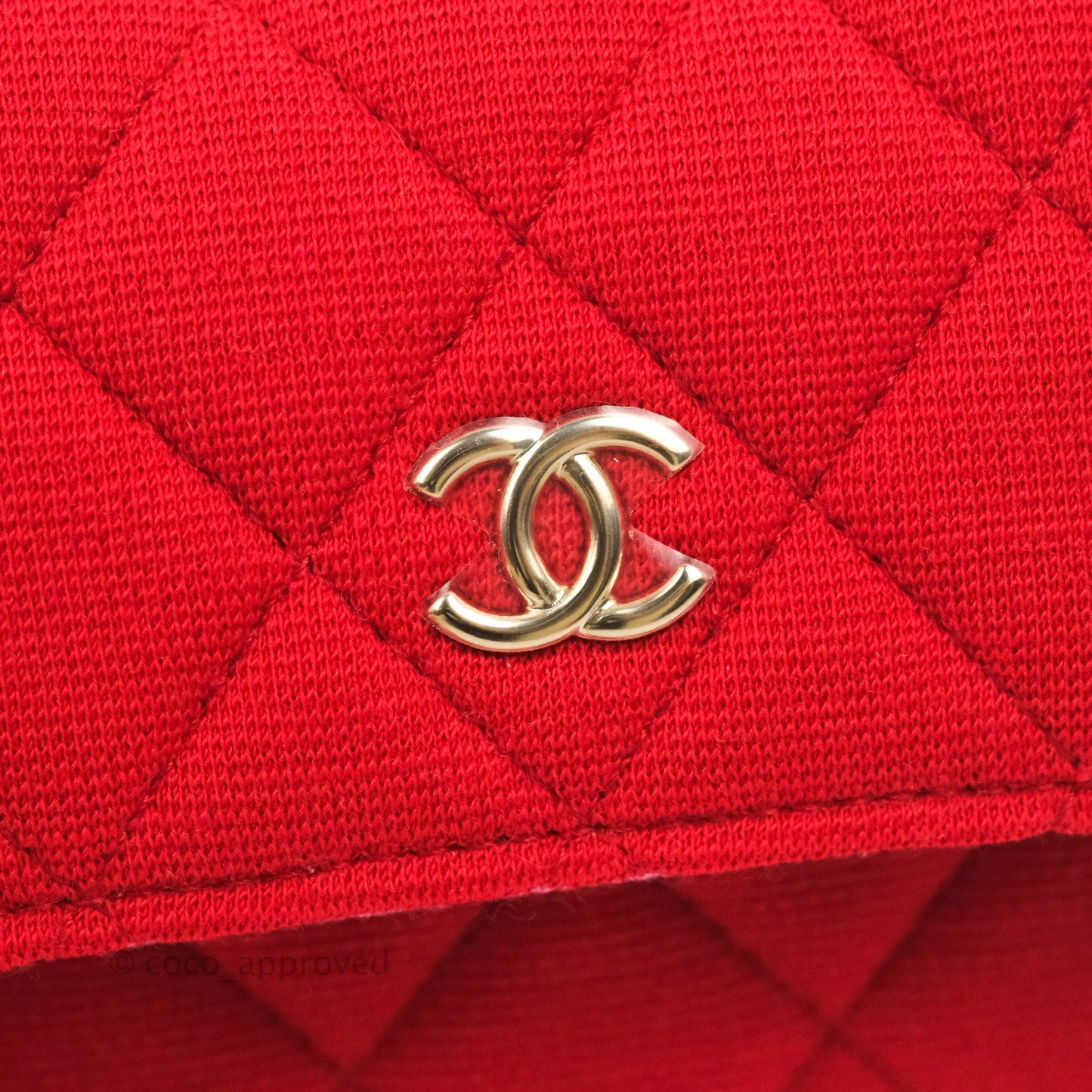 Chanel Mini Clutch With Chain Red Cotton Gold Hardware