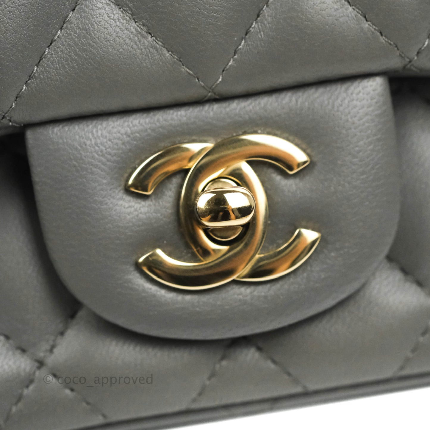 Chanel Quilted Mini Square Grey Lambskin Gold Hardware