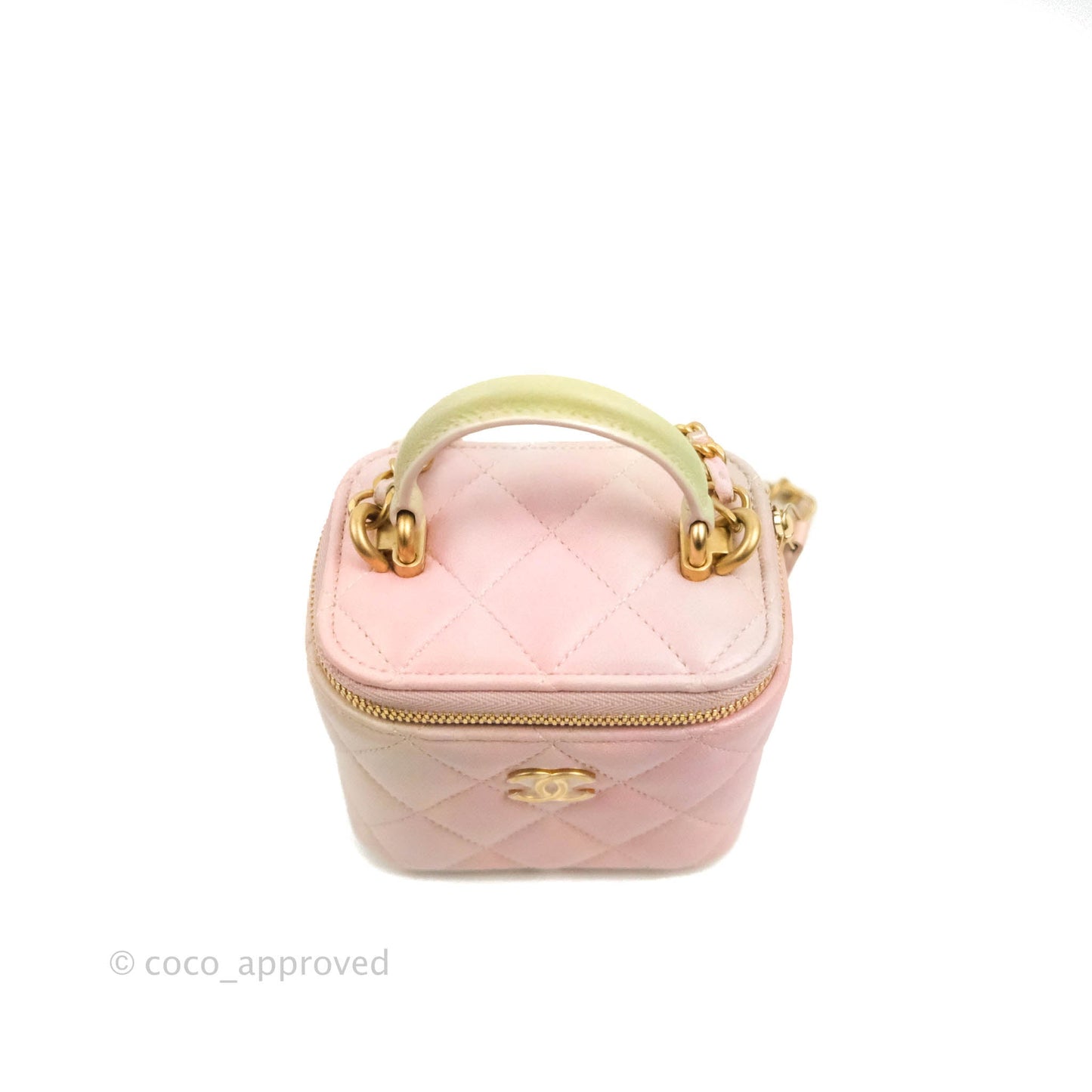 Chanel Mini Top Handle Vanity With Chain Rainbow Lambskin Aged Gold Hardware