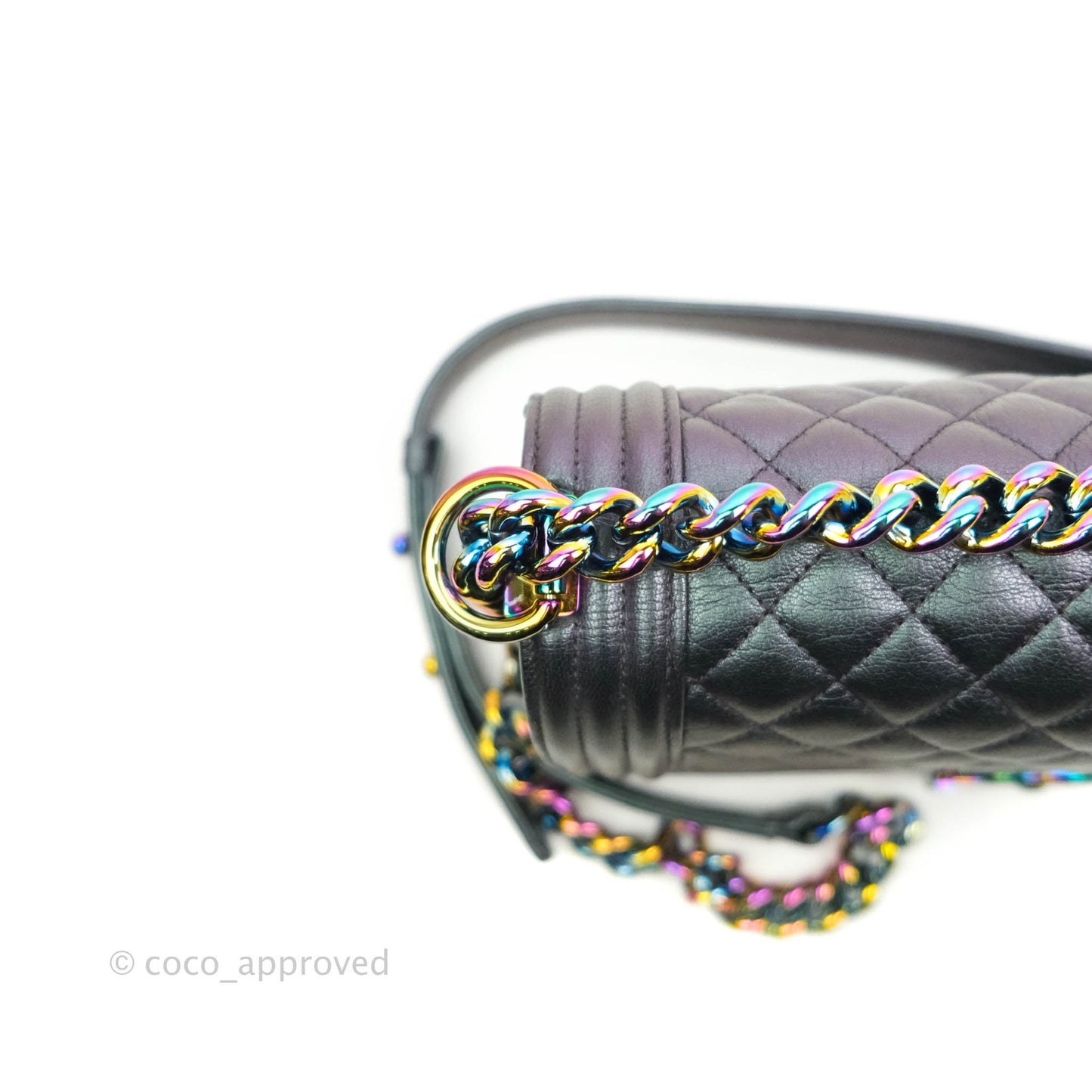 Chanel Medium Boy Bag Iridescent Purple Calfskin Mermaid Rainbow Hardware