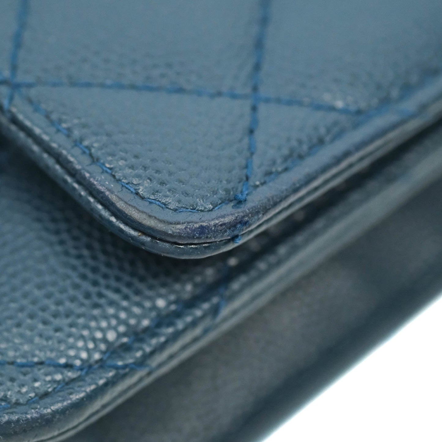 Chanel Quilted Wallet on Chain WOC Dark Blue Caviar Gold Hardware