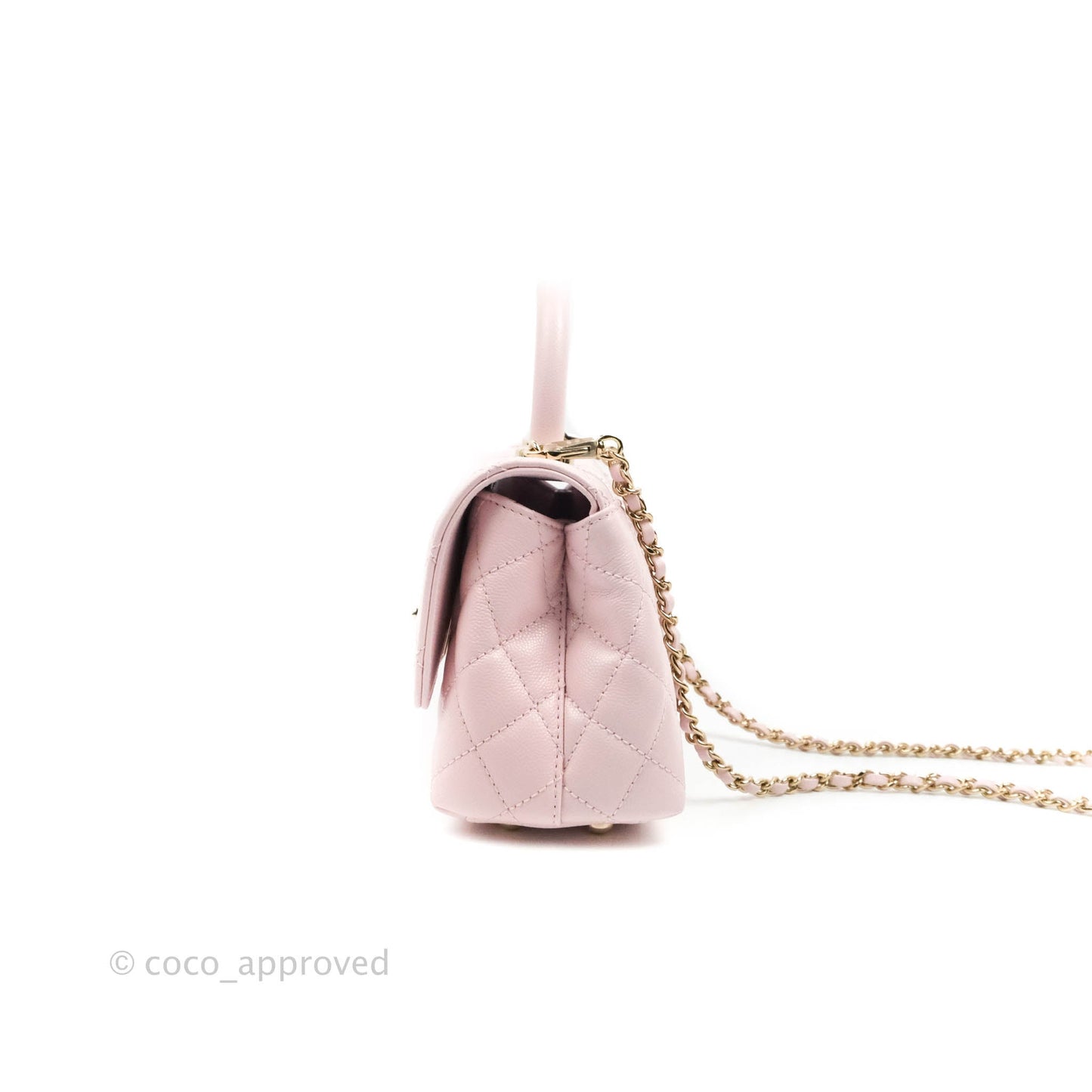 Chanel Mini Coco Handle Quilted Light Pink Caviar Gold Hardware