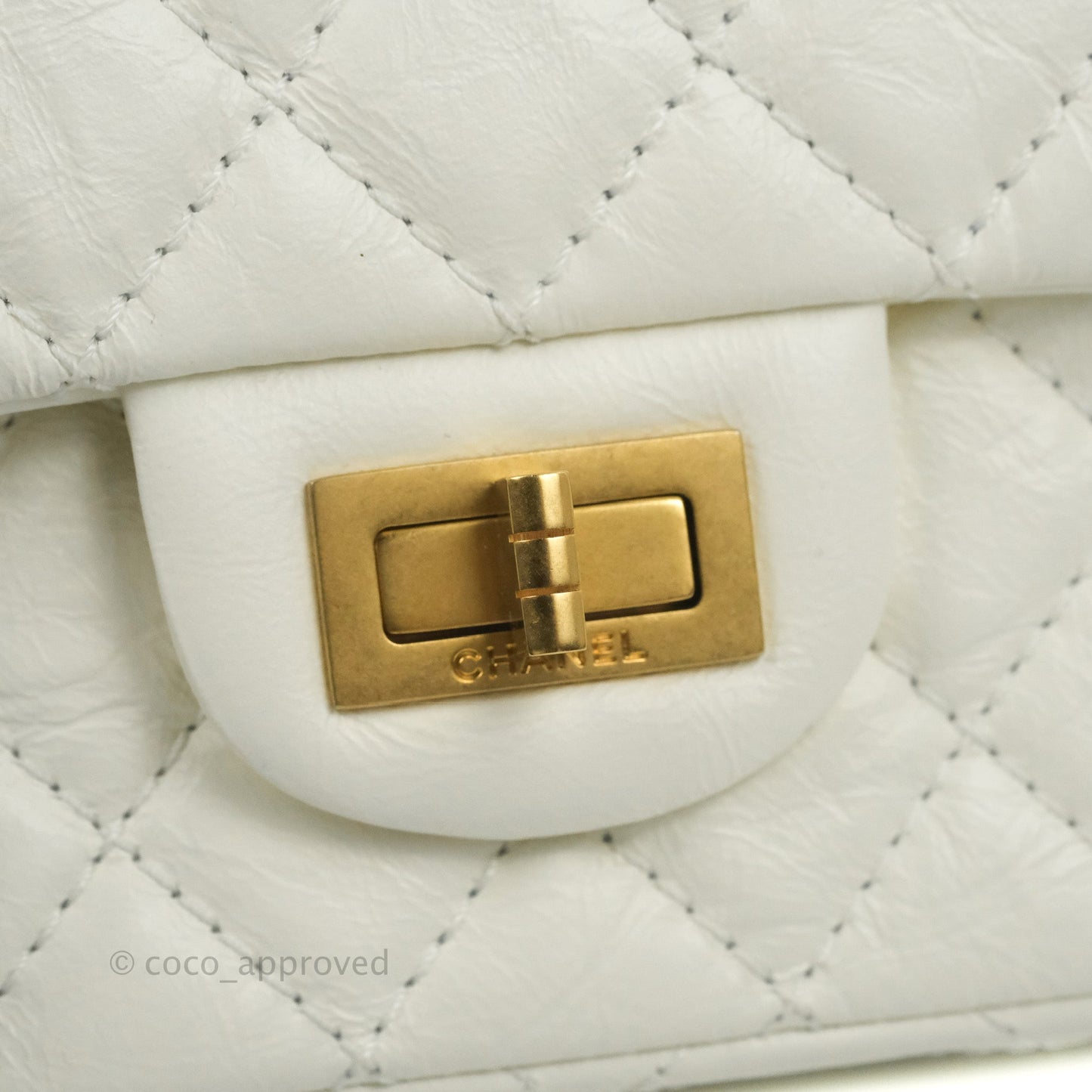 Chanel Mini Reissue 224 White Aged Calfskin Aged Gold Hardware