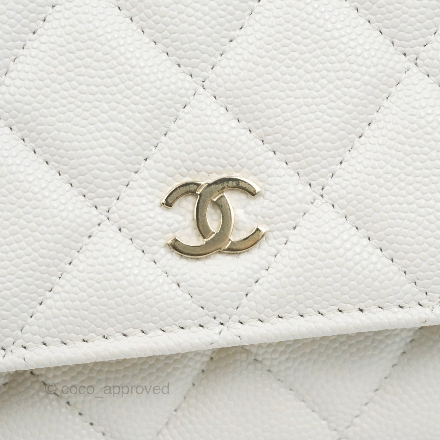 Chanel Quilted Classic Wallet on Chain WOC White Caviar Gold Hardware