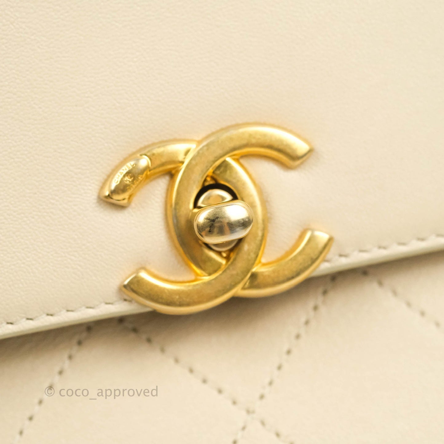Chanel Small Flat Quilted Coco Luxe Flap Bag Light Beige Aged Gold Hardware