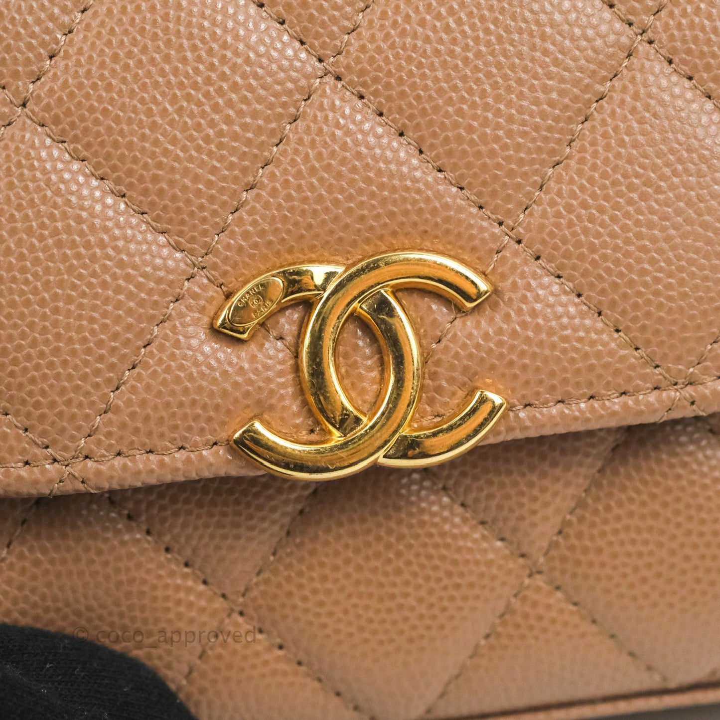 Chanel CC Chain Clutch with Chain Beige Caviar Gold Hardware
