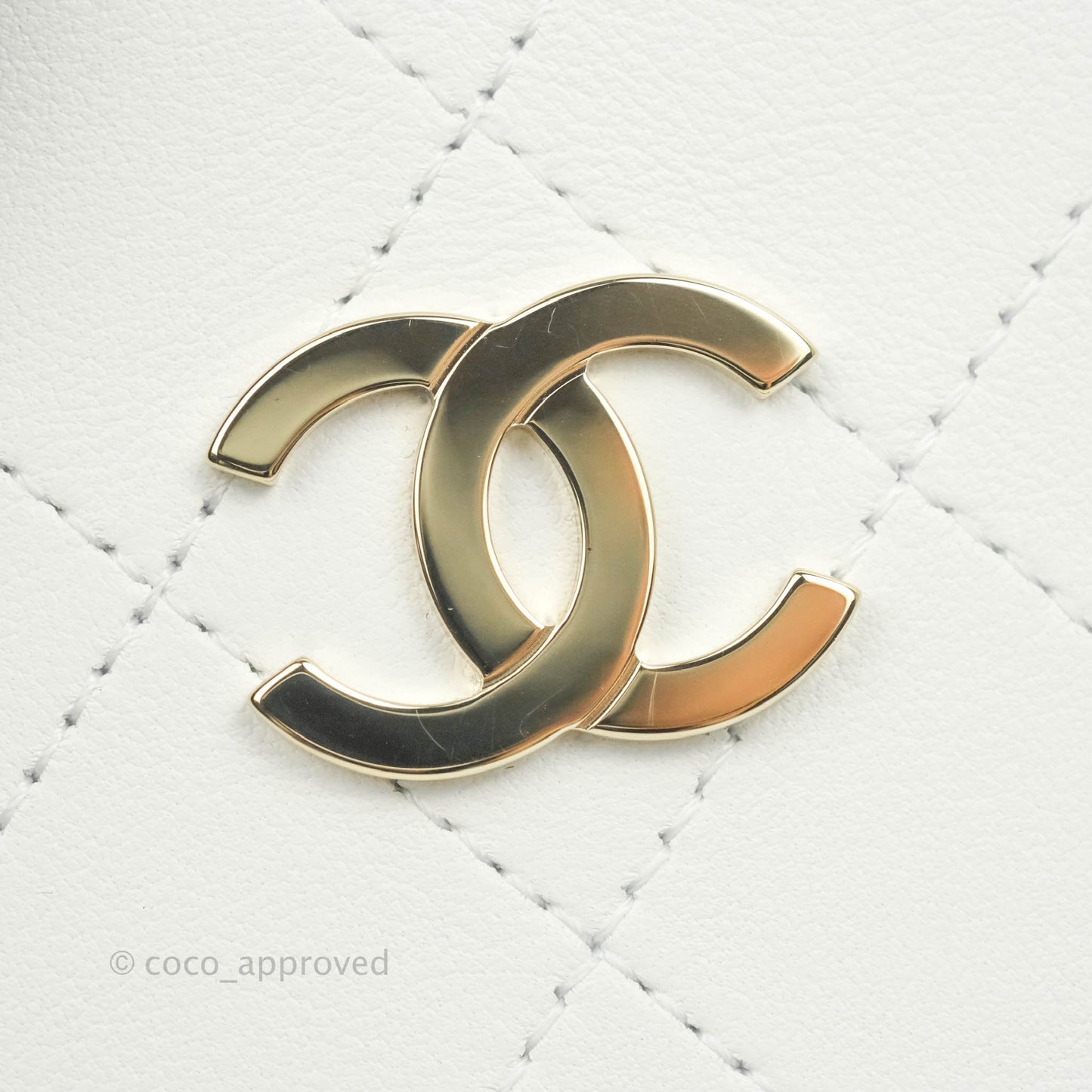 Chanel Circular Handle Zip Around Vanity Case White Calfskin Gold Hardware 20S