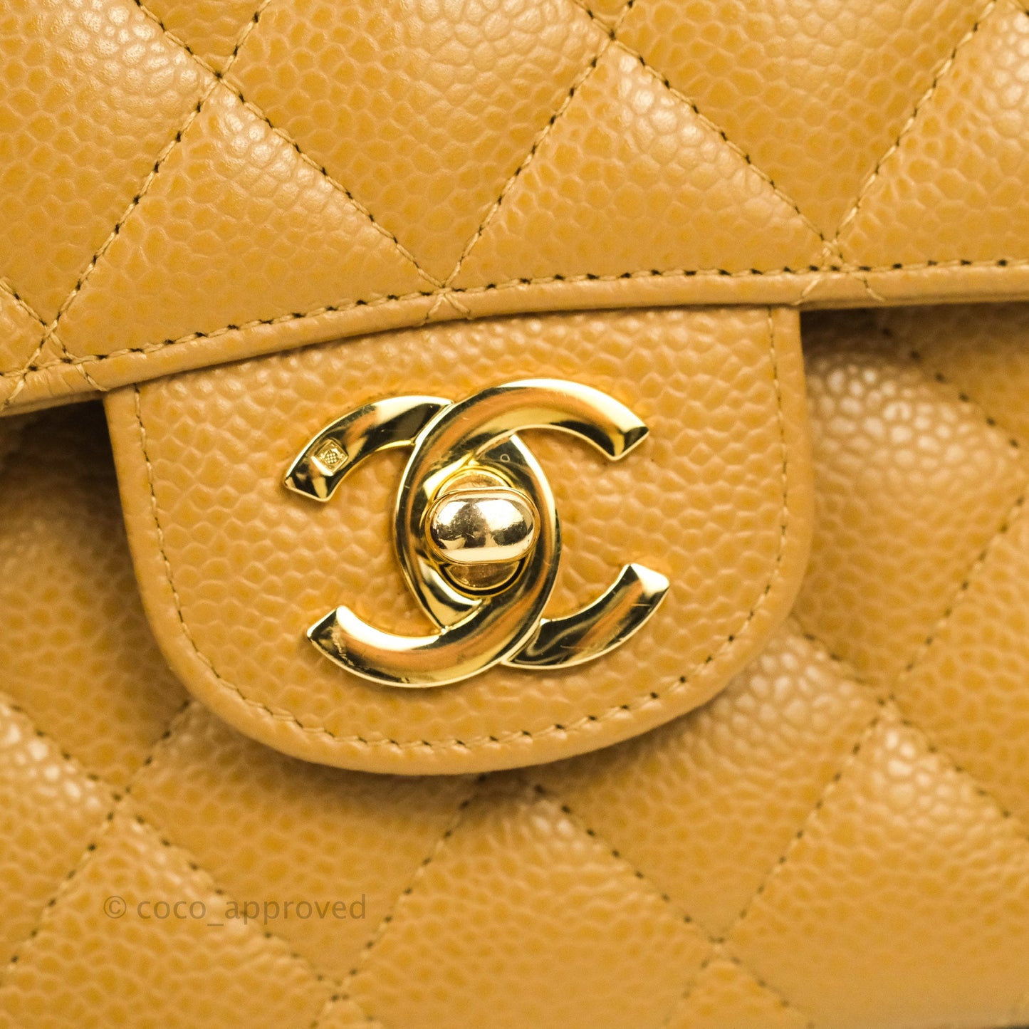 Chanel S/M Small Classic Quilted Flap Dark Beige Caviar 24K Gold Hardware
