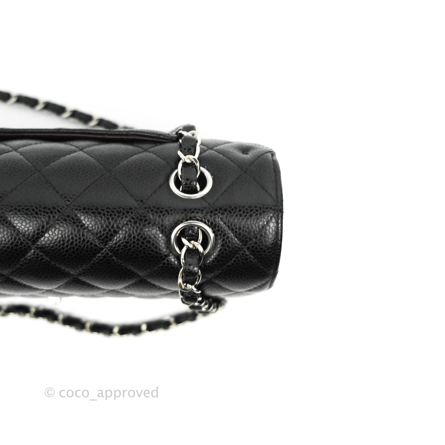 Chanel Classic M/L Medium Double Flap Bag Black Caviar Silver Hardware