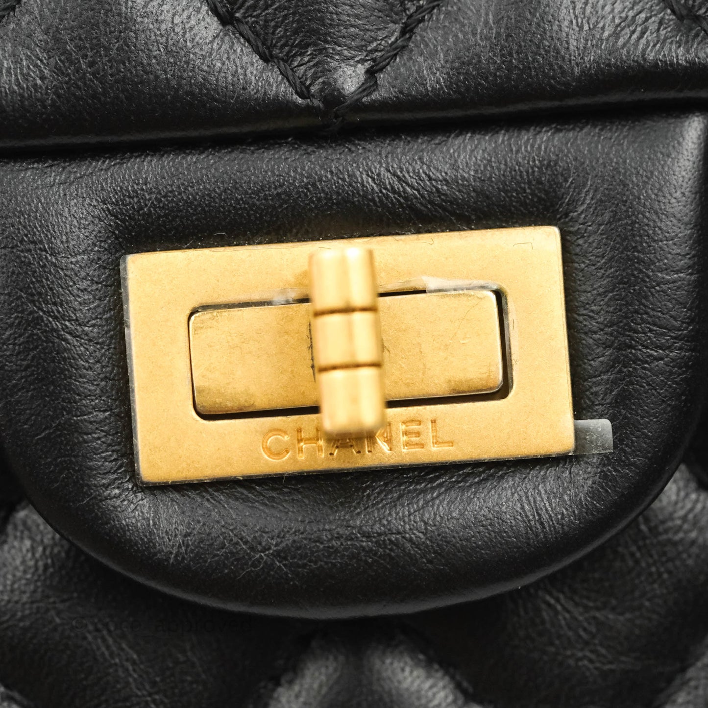 Chanel Mini Reissue 224 Black Aged Calfskin Aged Gold Hardware