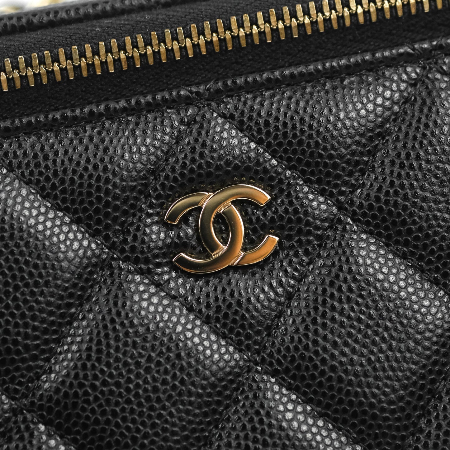 Chanel Classic Vanity with Chain Black Caviar Gold Hardware