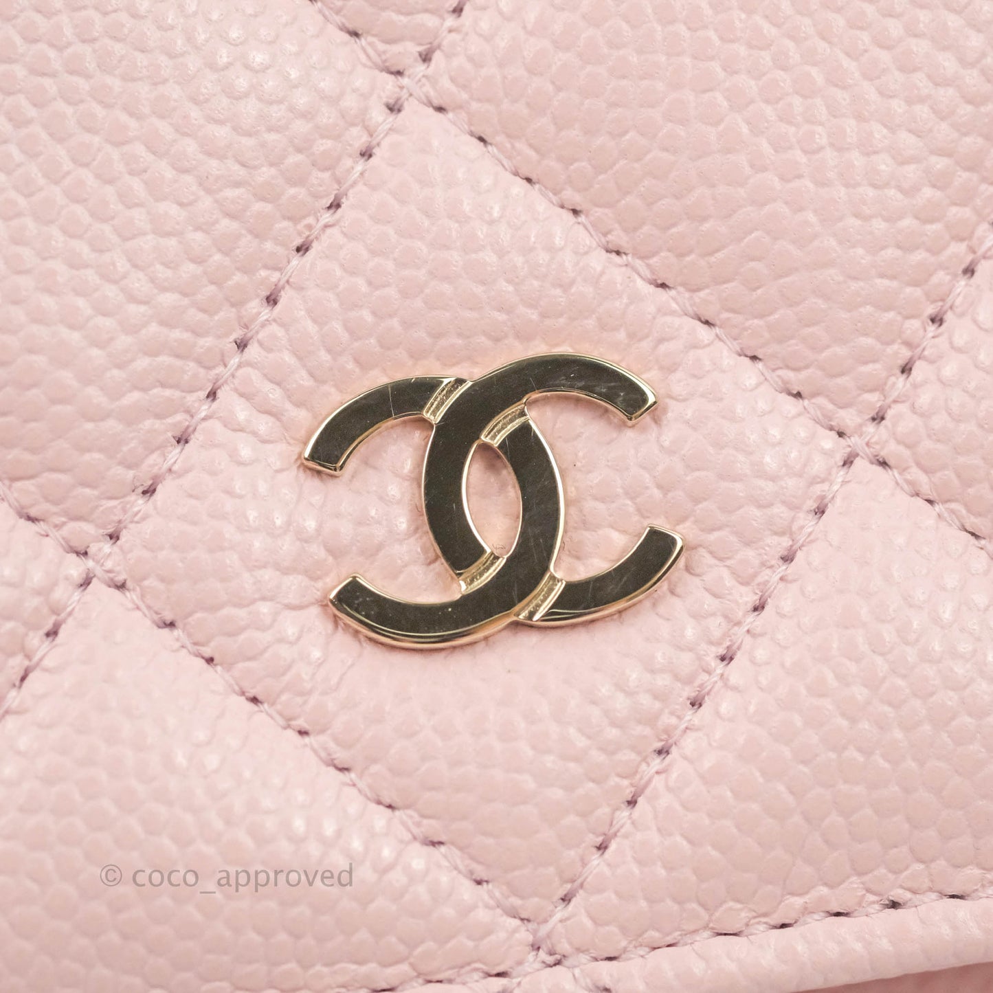 Chanel Quilted Classic Wallet on Chain WOC Light Pink Caviar Gold Hardware 22S