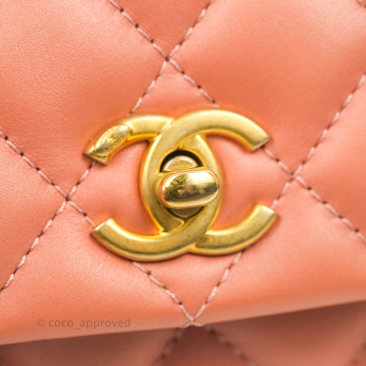 Chanel Mini Flap Bag With Top Handle Pink Lambskin Gold Hardware 20C