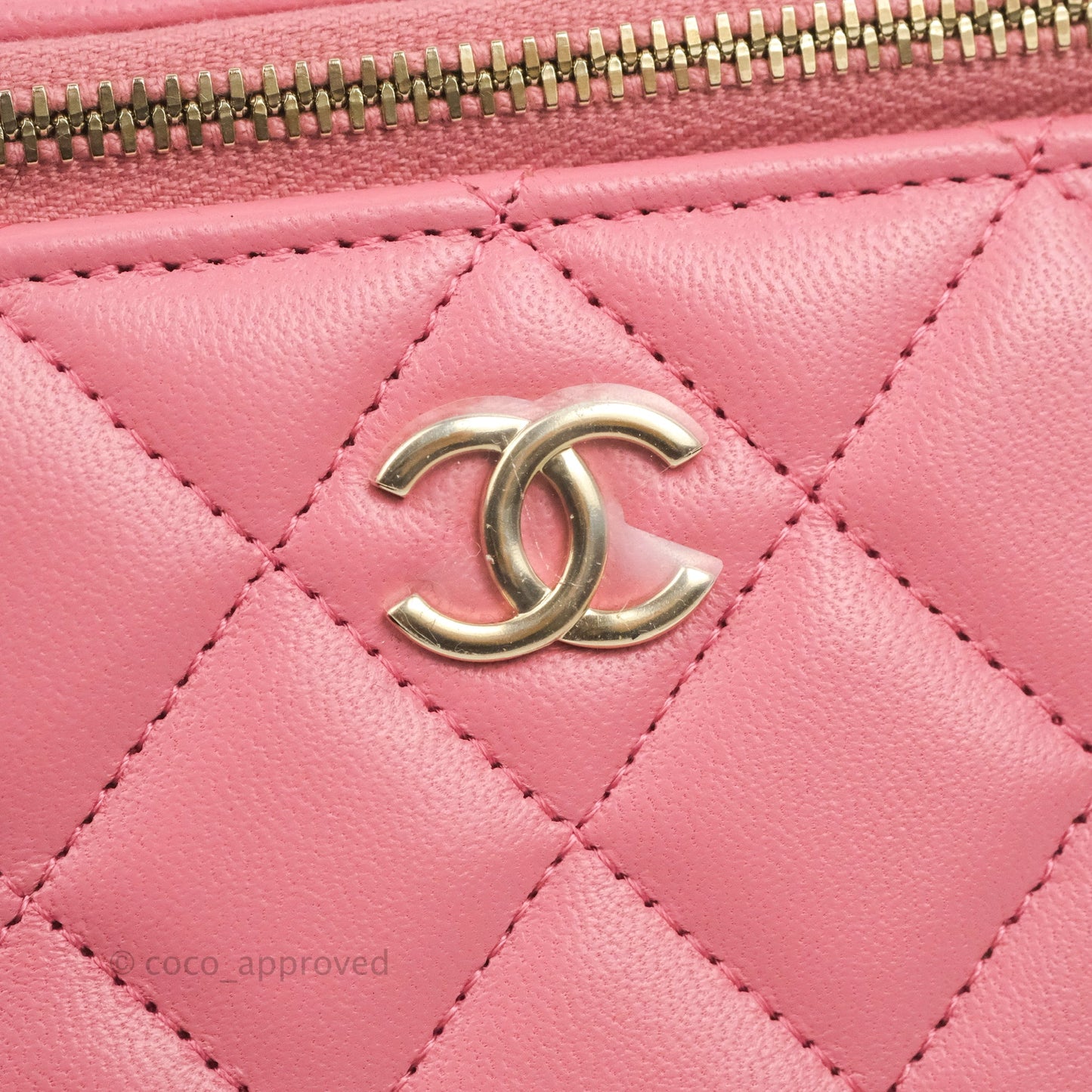 Chanel Vanity Rectangular Top Handle Pink Lambskin Gold Hardware