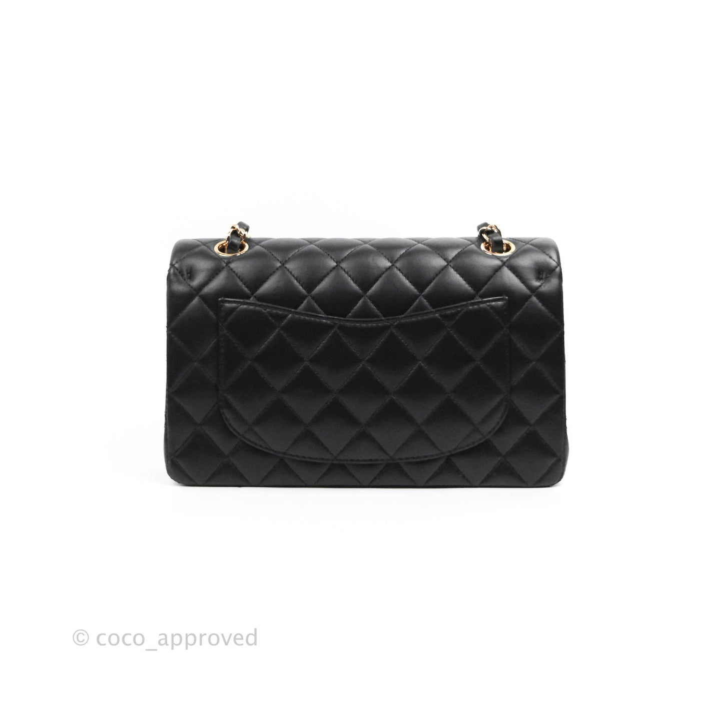 Chanel Classic Small S/M Flap Black Lambskin Rose Pink-Gold Hardware
