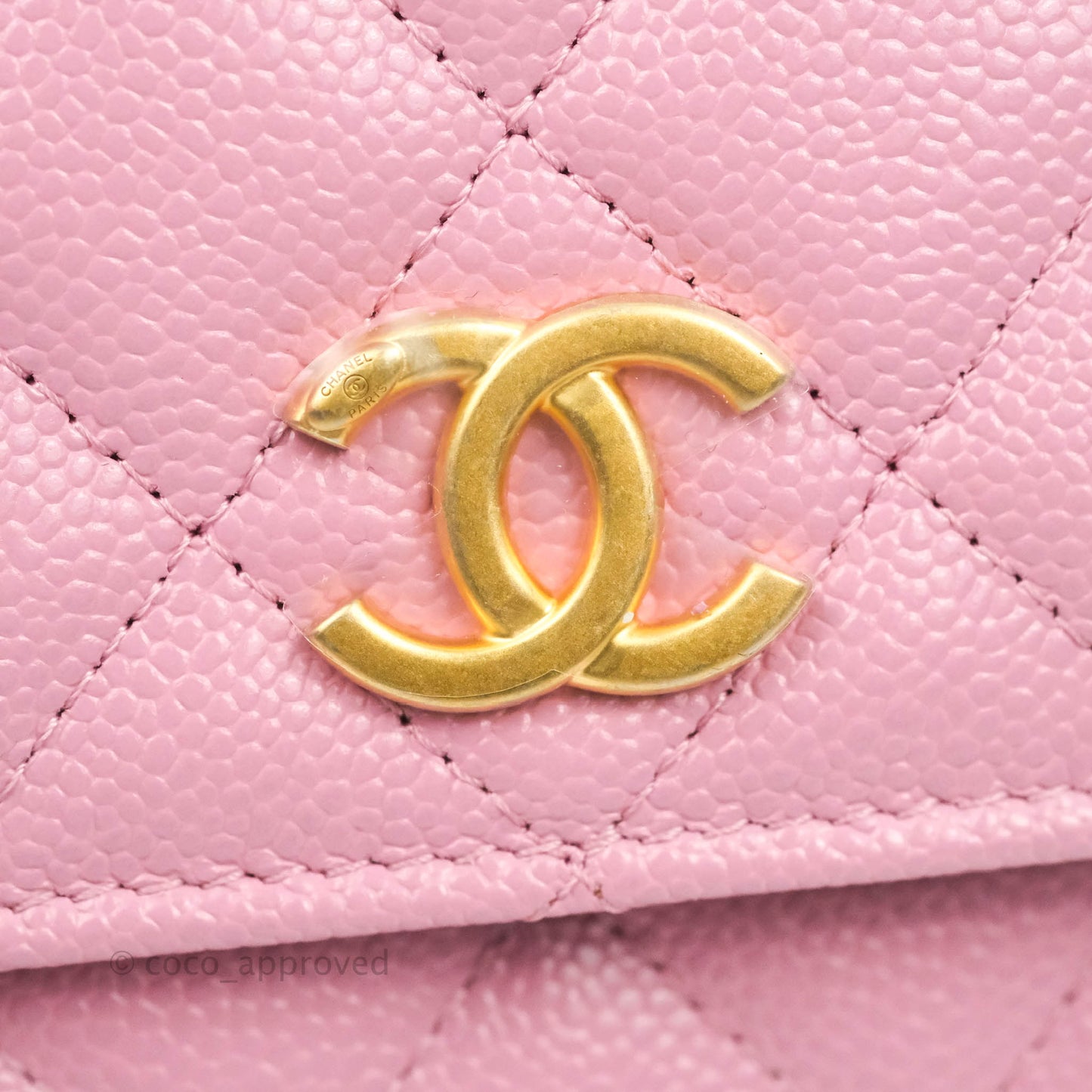 Chanel Top Handle Wallet On Chain WOC Pink Caviar Gold Hardware 22S