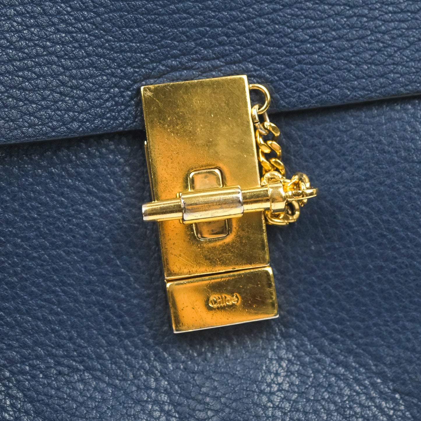 Chloe Mini Drew Crossbody Bag Navy Grained Leather