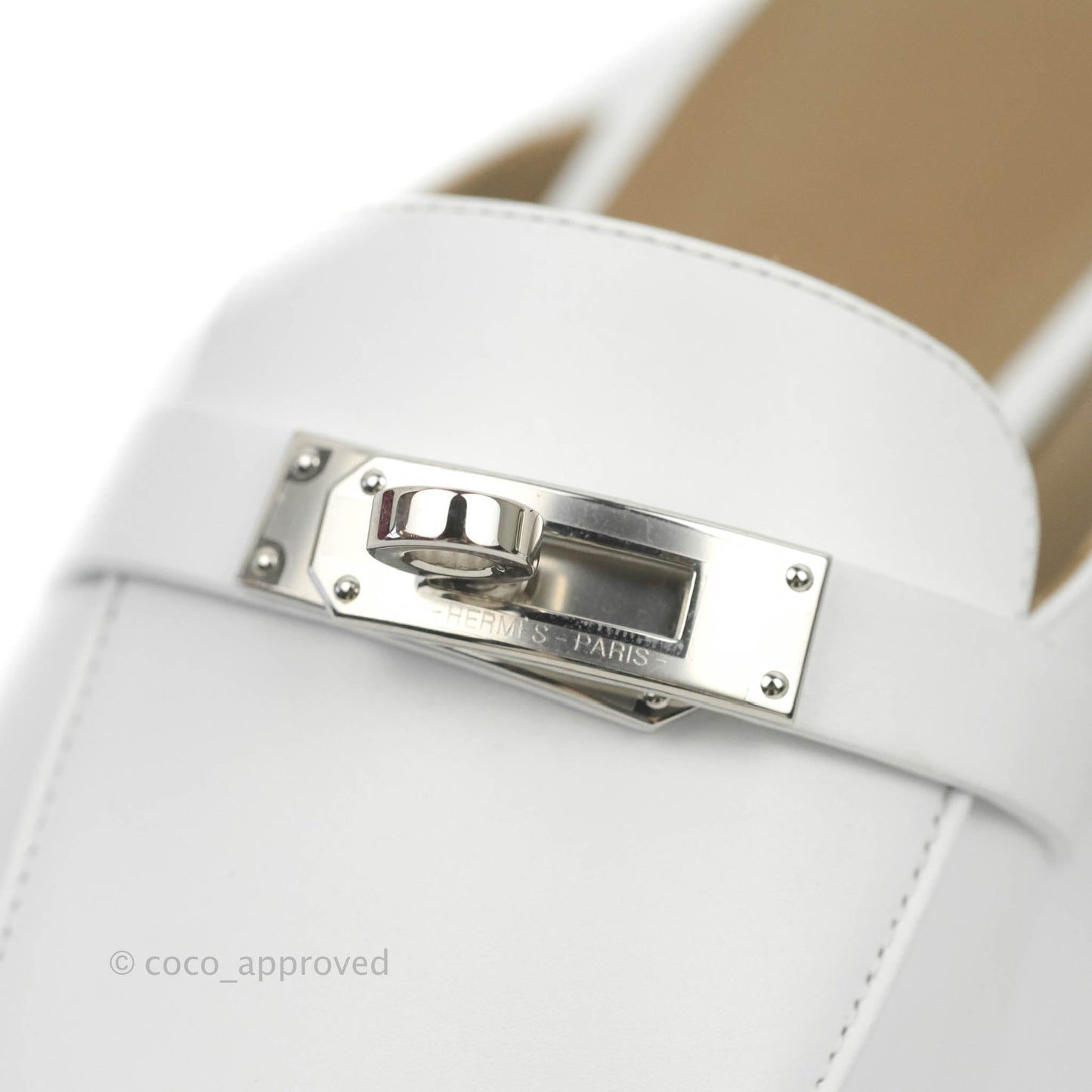 Hermès Oz Velvet Mules White Calfskin Palladium Hardware