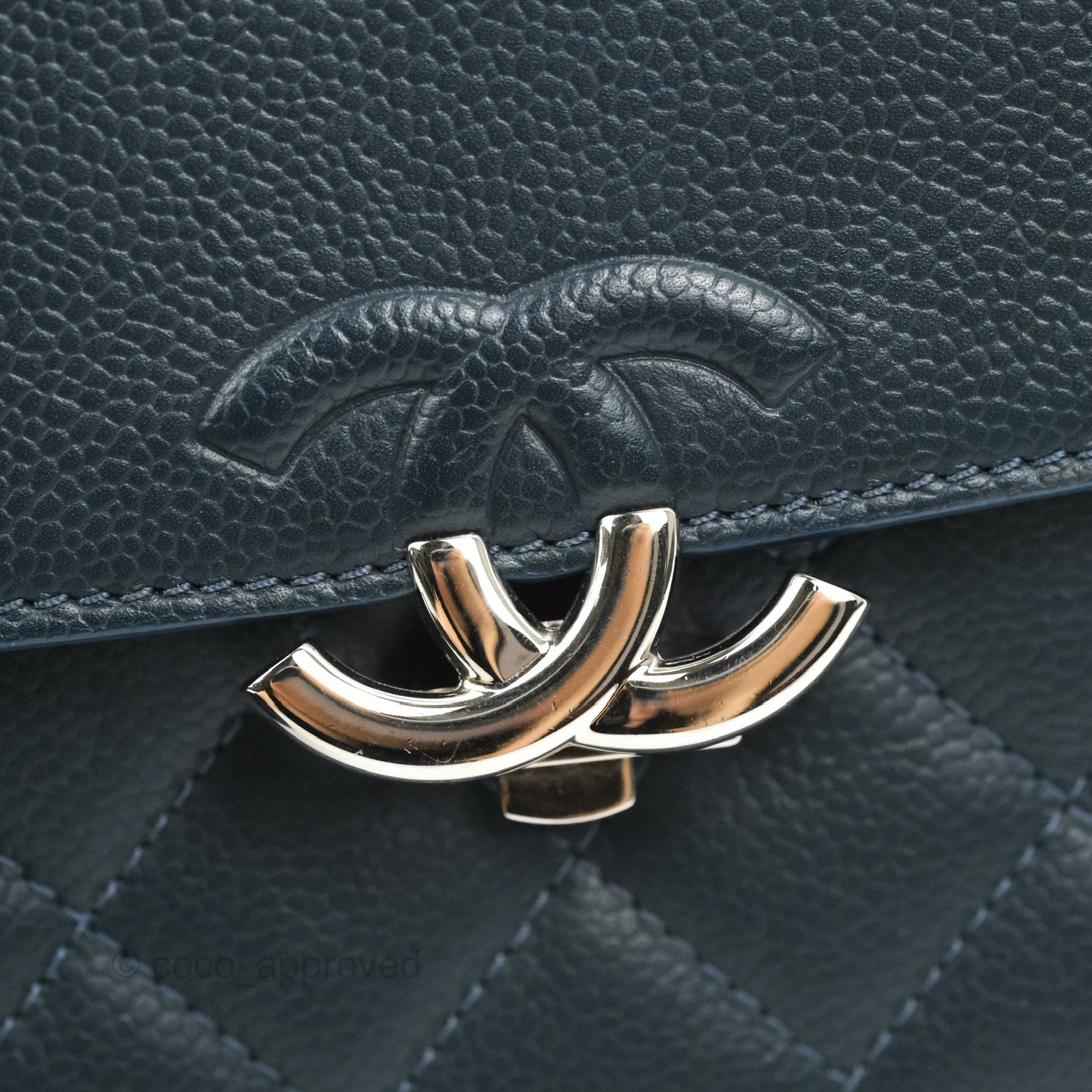 Chanel Small CC Box Flap Bag Prussian Blue Caviar Silver Hardware