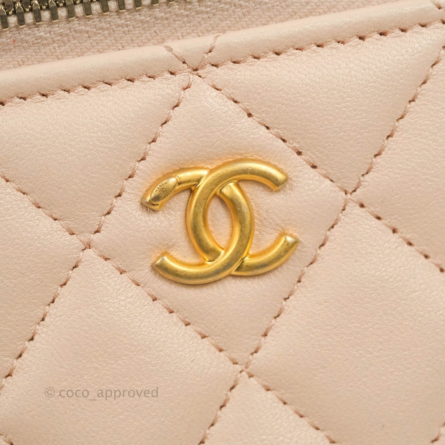 Chanel Classic Mini Pearl Crush Vanity With Chain Light Pink Lambskin Aged Gold Hardware