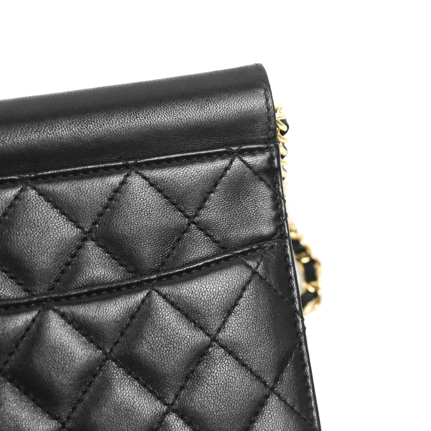Chanel Mini Flap on Chain Black Calfskin Aged Gold Hardware