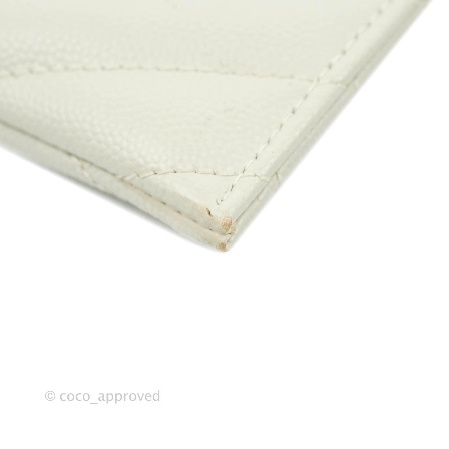 Saint Laurent Envelope Zip Pouch Ivory Caviar Gold Hardware