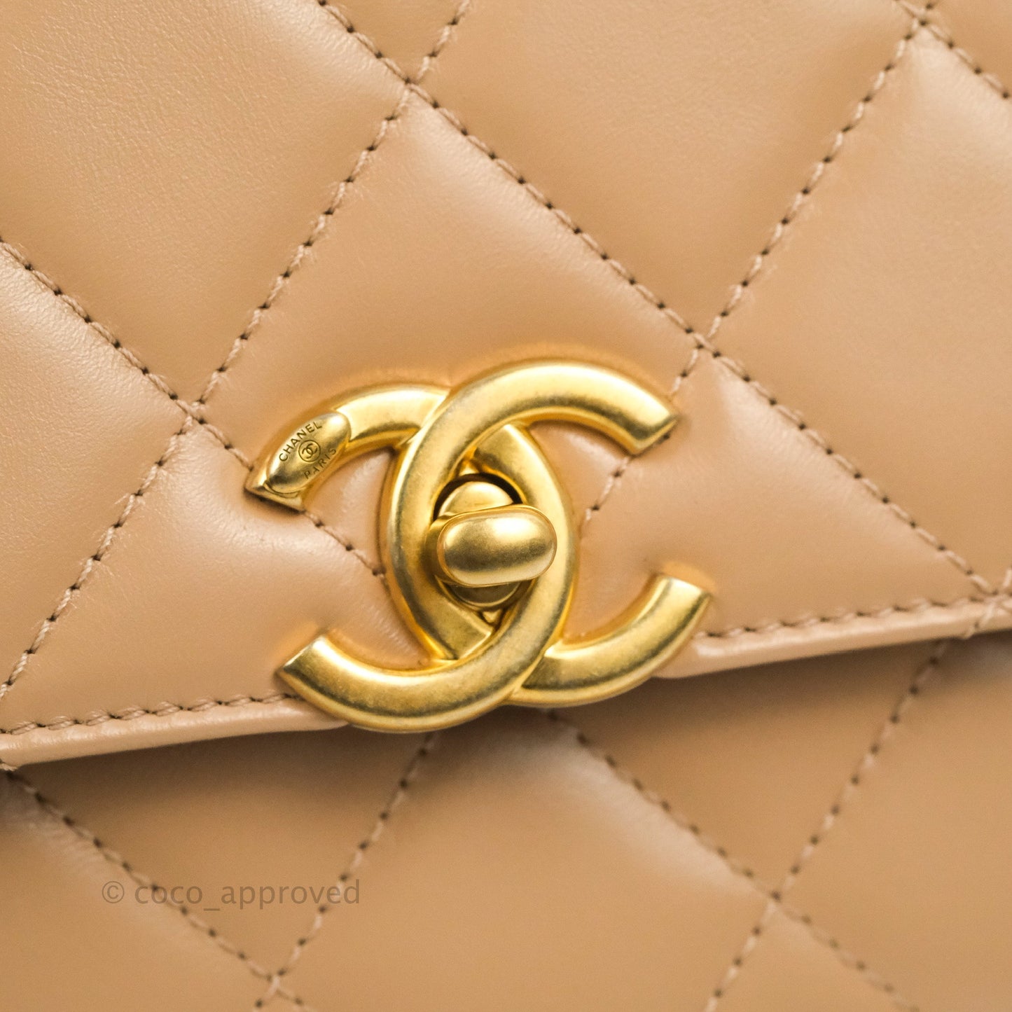 Chanel Quilted Perfect Fit Adjustable Beige Calfskin Gold Hardware 21A