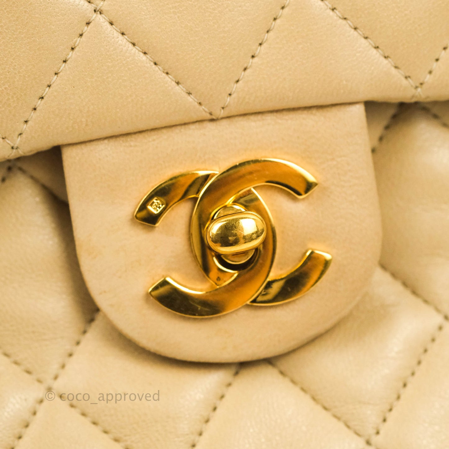 Chanel Vintage Mini Square Beige Lambskin 24K Gold Hardware