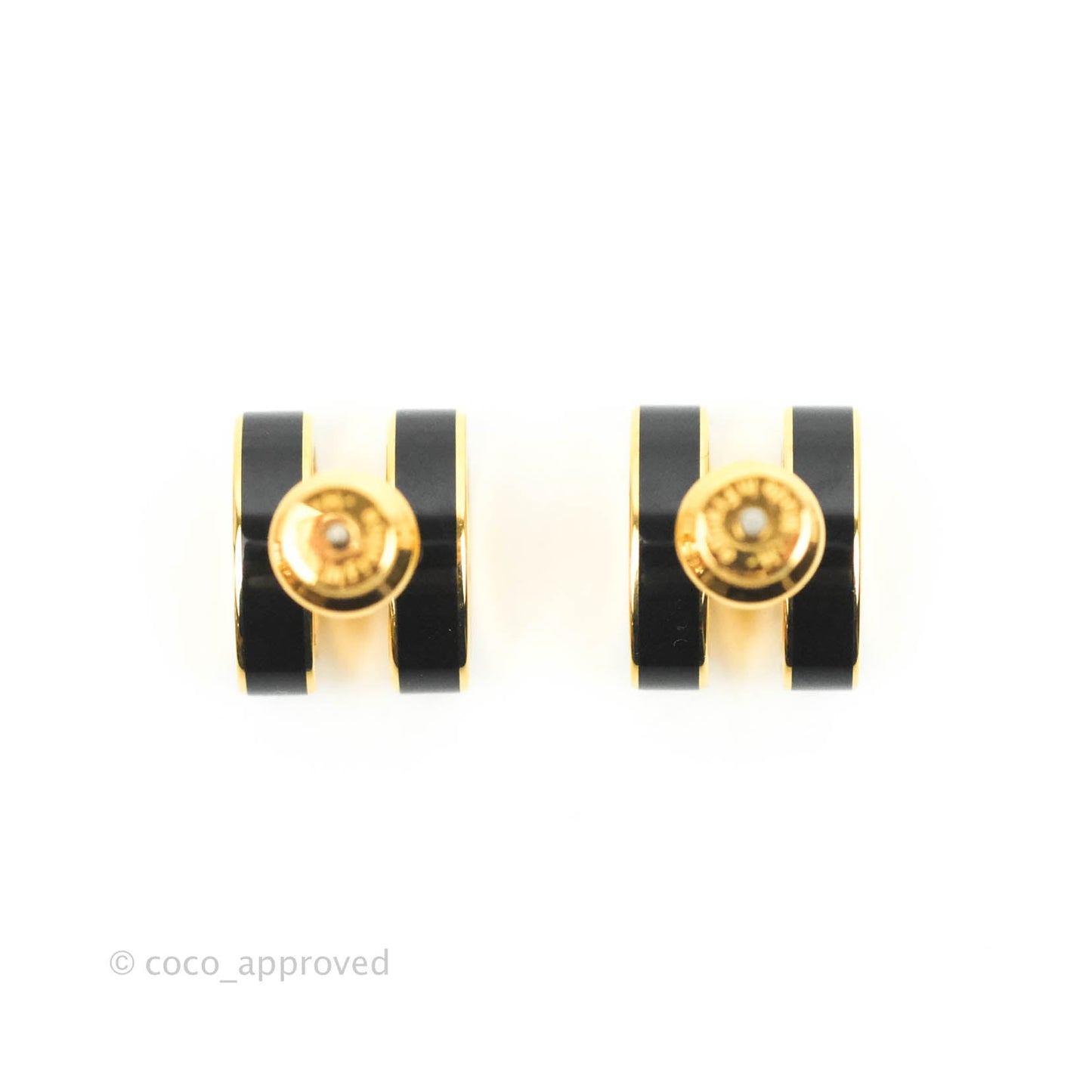 Hermès Pop H Earrings Black Gold Hardware