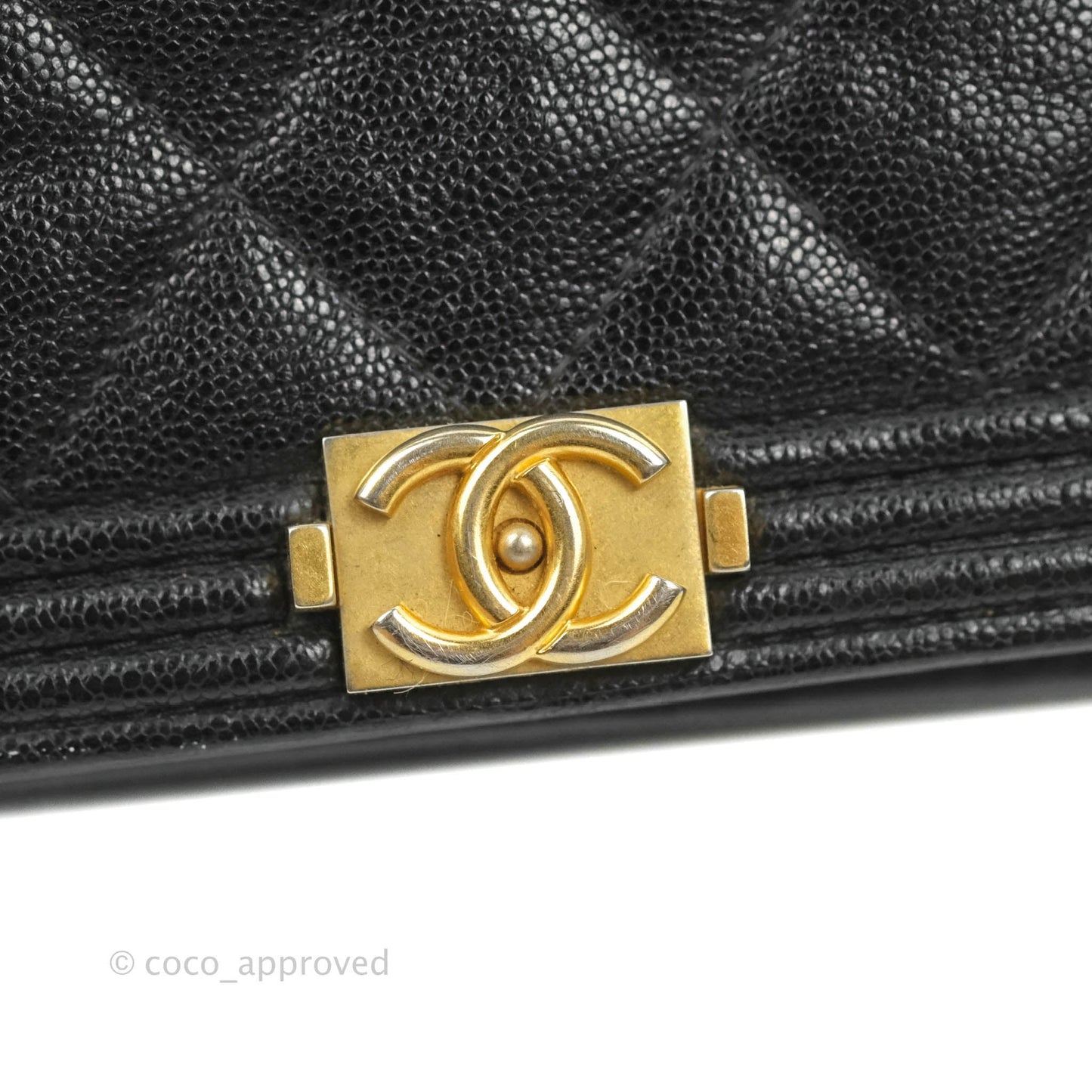 Chanel Quilted Boy Wallet on Chain WOC Black Caviar Aged Gold Hardware